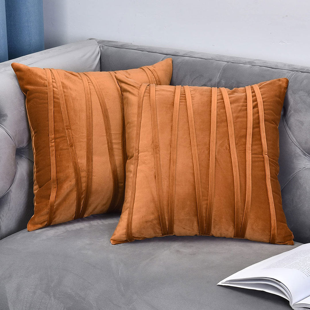Rust Orange velvet cushion covers set of 2 by Nylsa
