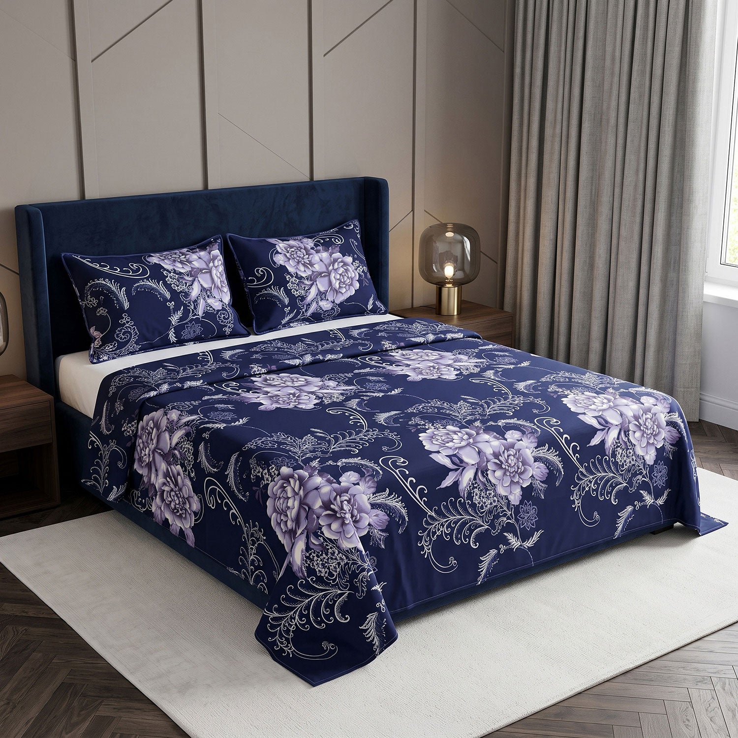 Lavendra 3 Pcs King bed sheet set by Nylsa