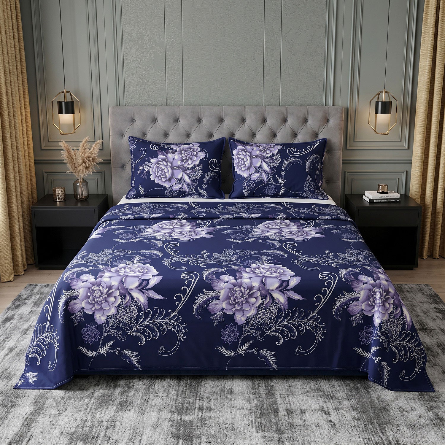 Lavendra 3 Pcs King bed sheet set by Nylsa