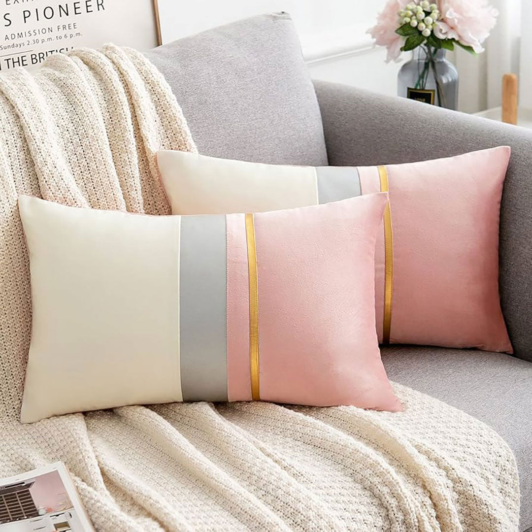 Blush and Ivory velvet cushion covers set of 2 by Nylsa