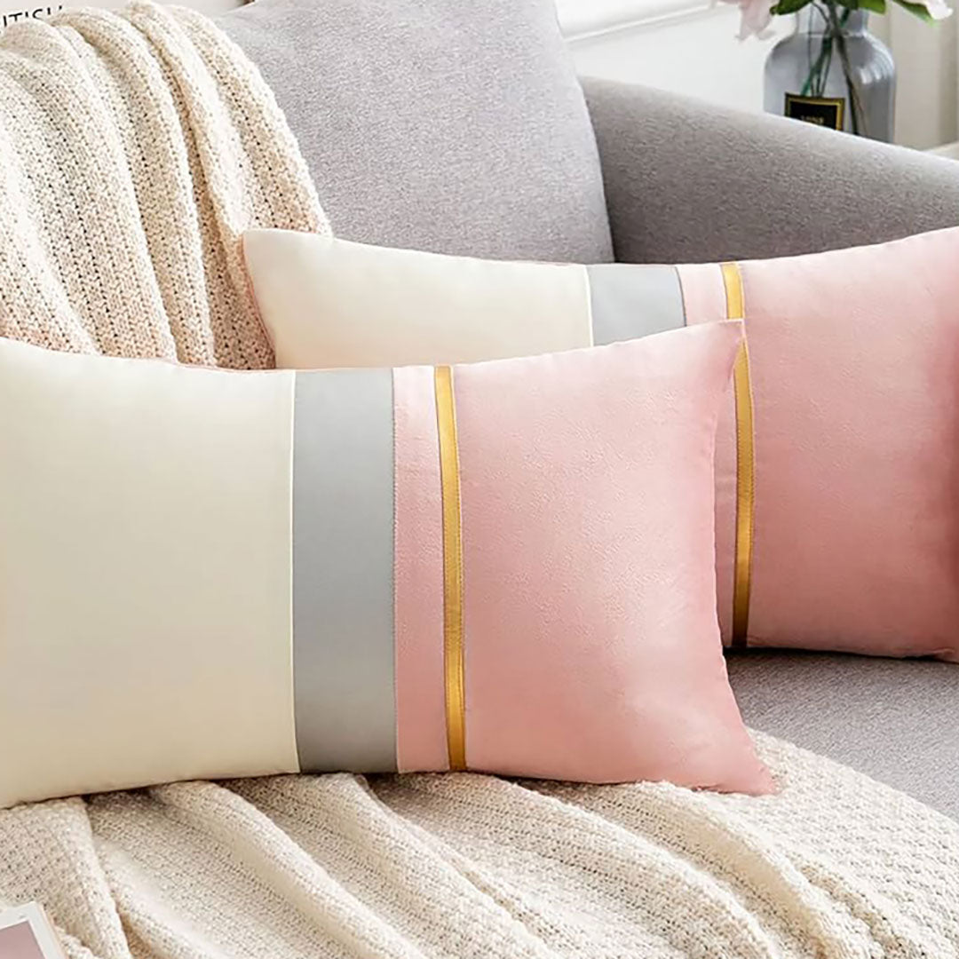 Blush and Ivory velvet cushion covers set of 2 by Nylsa