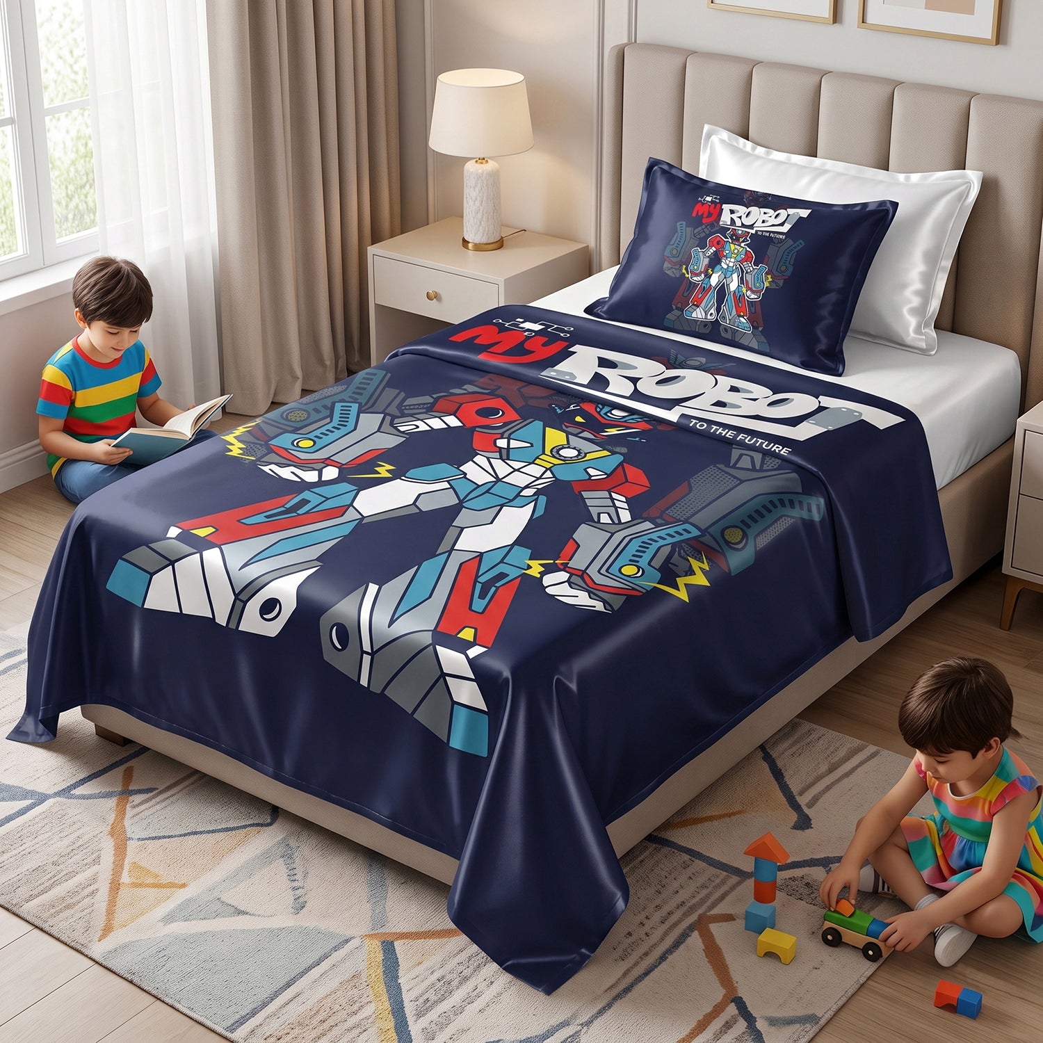 Robo kids printed bedsheet set 2 pcs by Nylsa