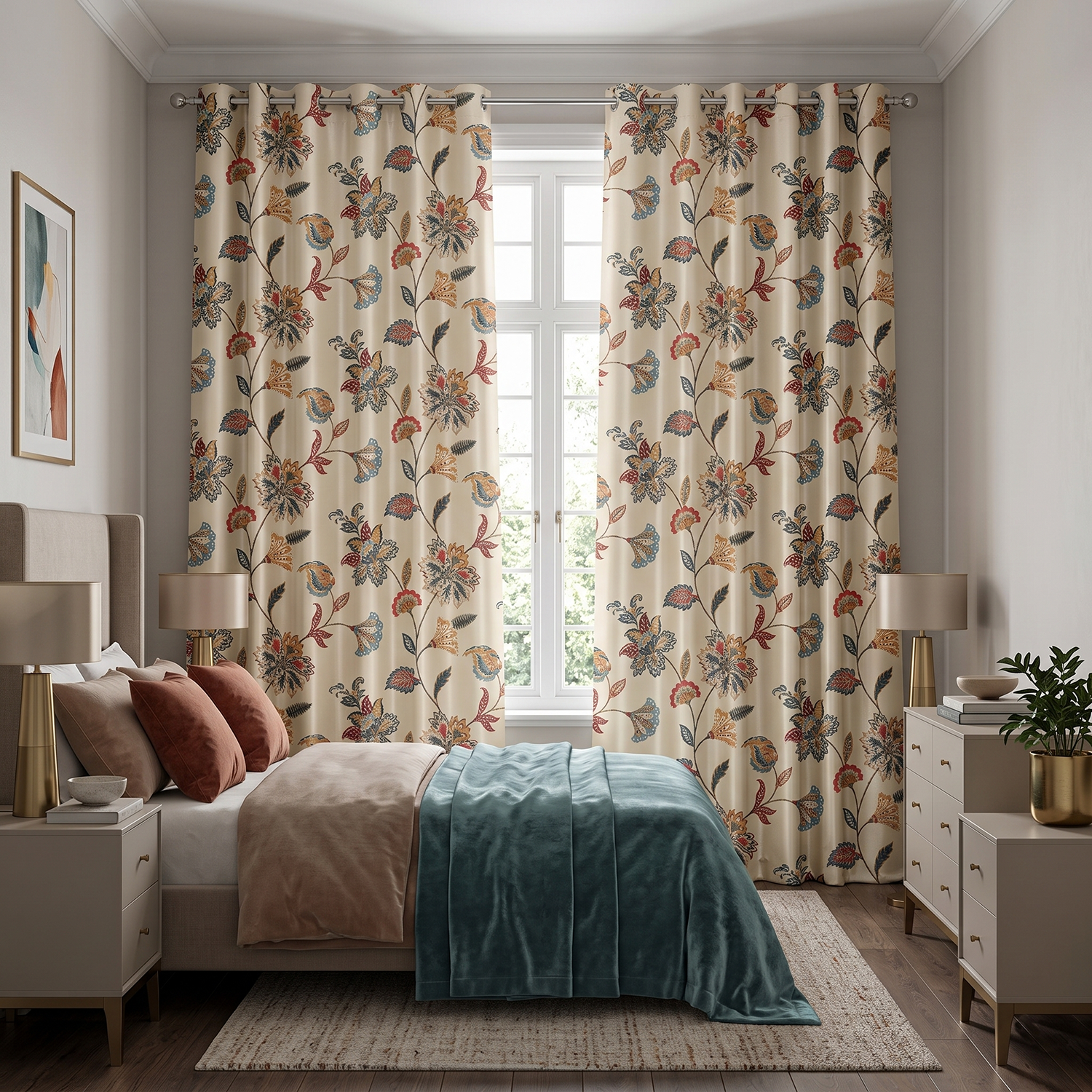 Roselle Digital Printed Eyelet Curtains – Pair