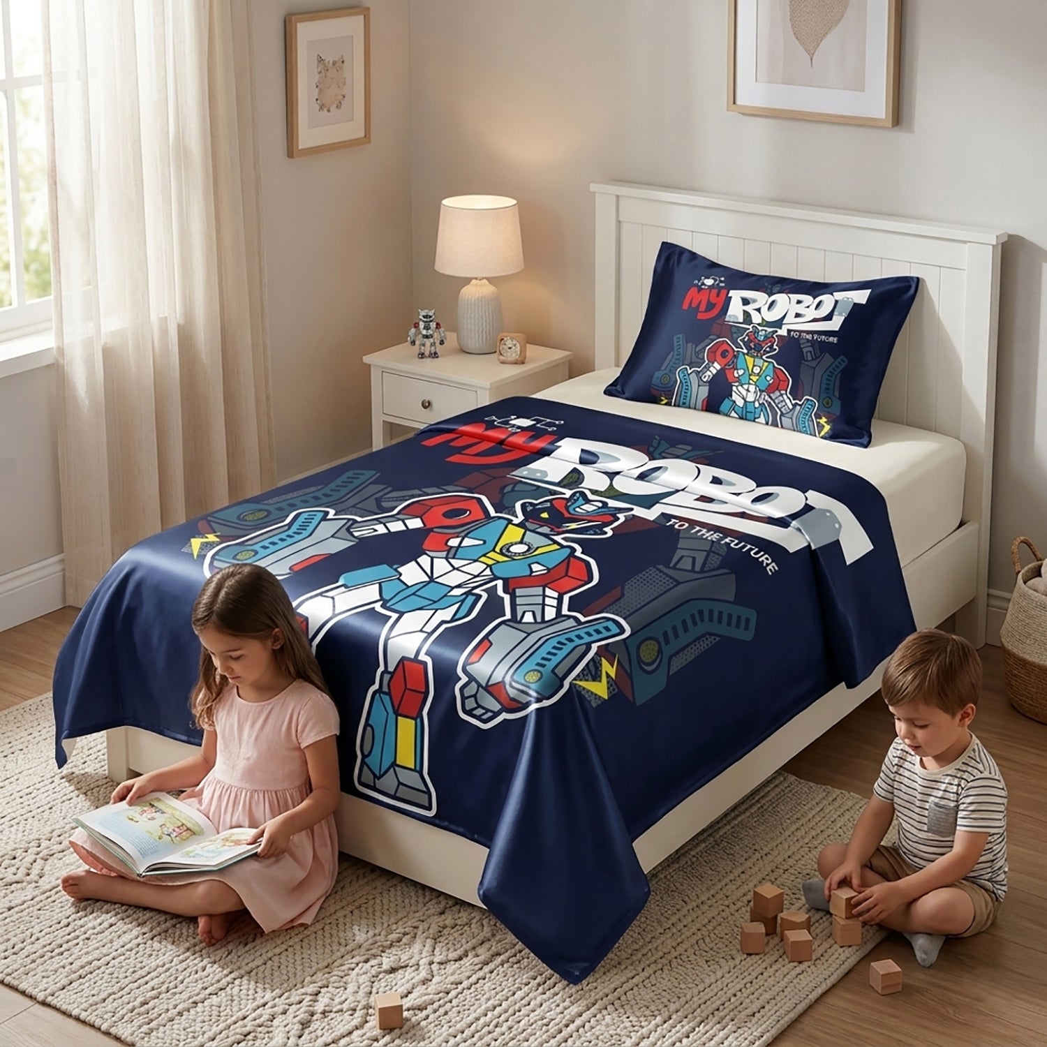 Robo kids printed bedsheet set 2 pcs by Nylsa