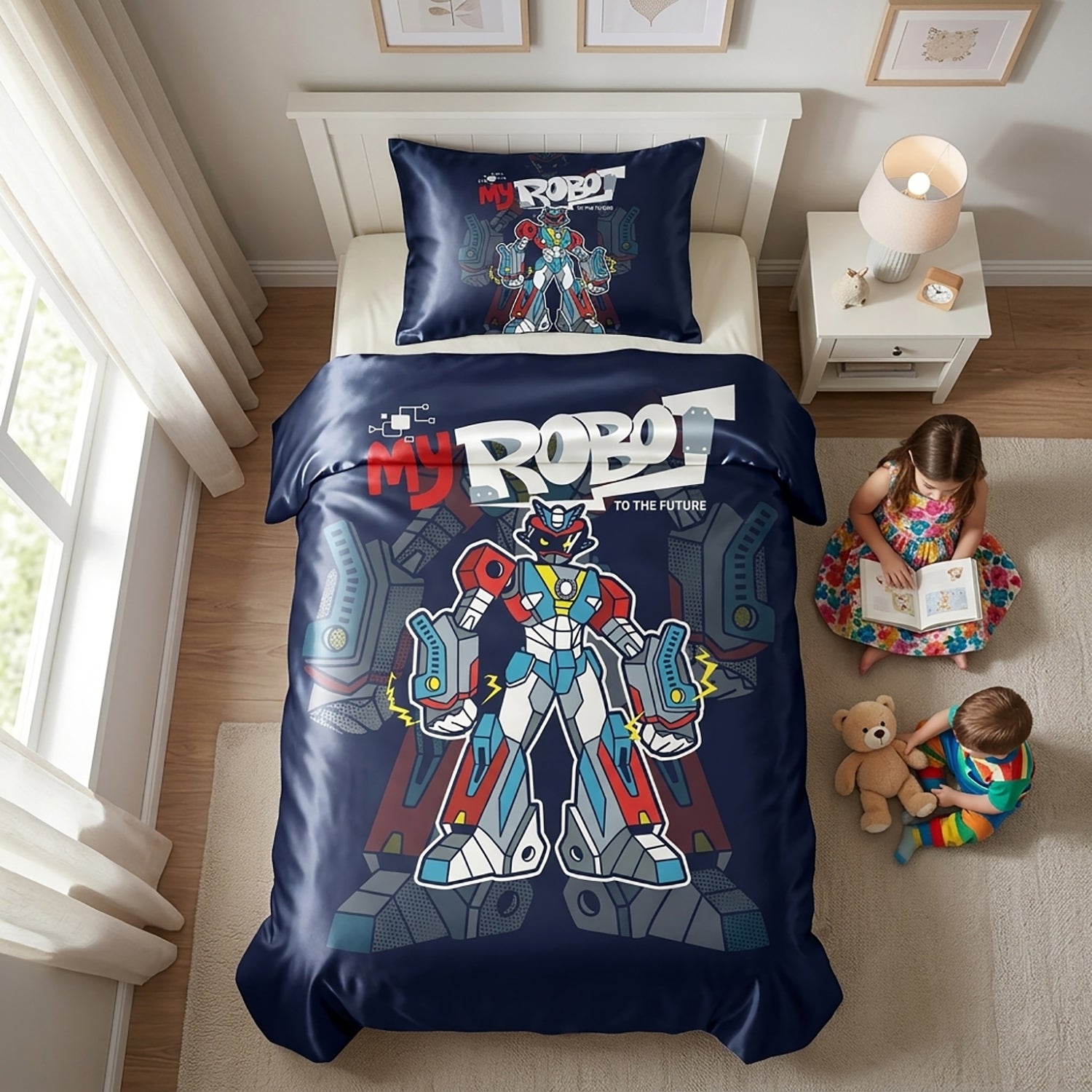 Robo kids printed bedsheet set 2 pcs by Nylsa