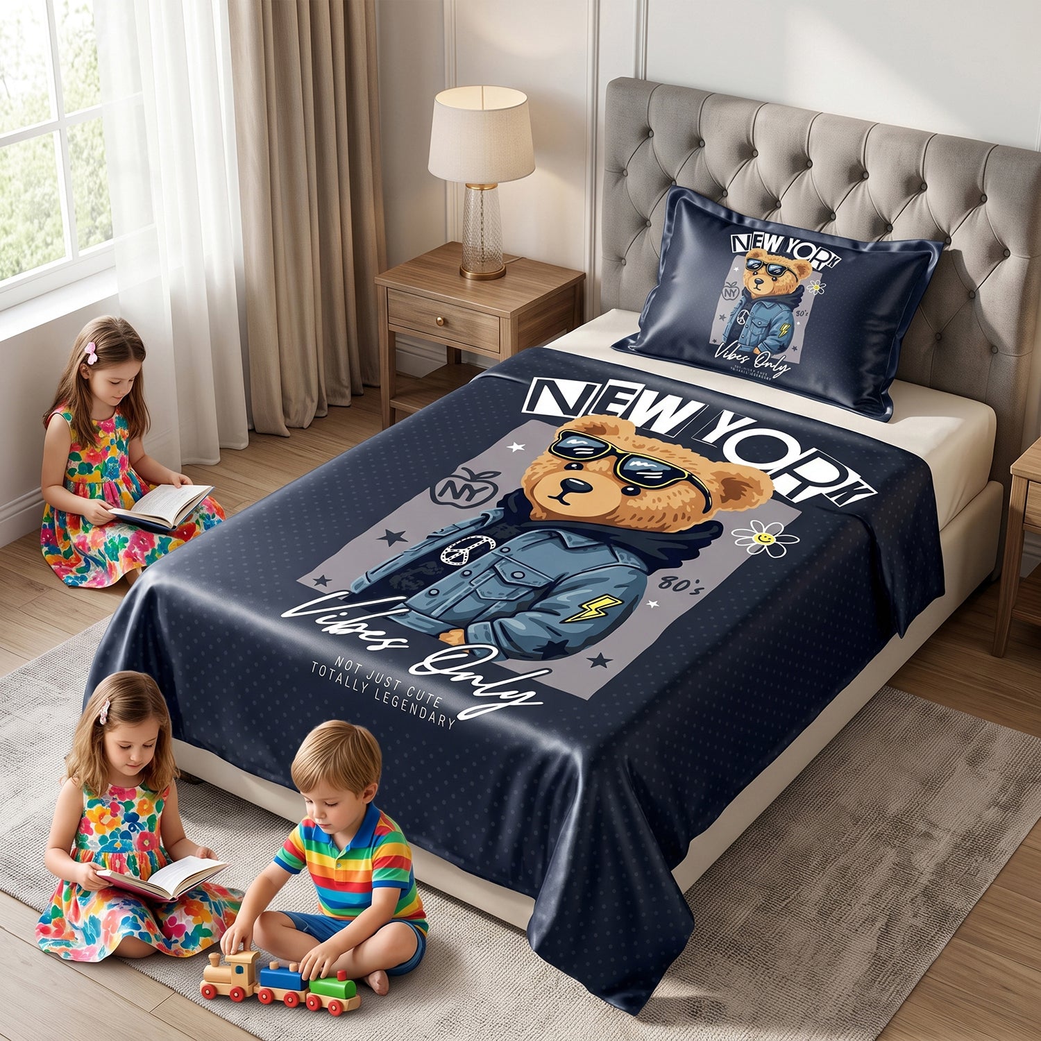 Brooklyn kids printed bedsheet set 2 pcs by Nylsa