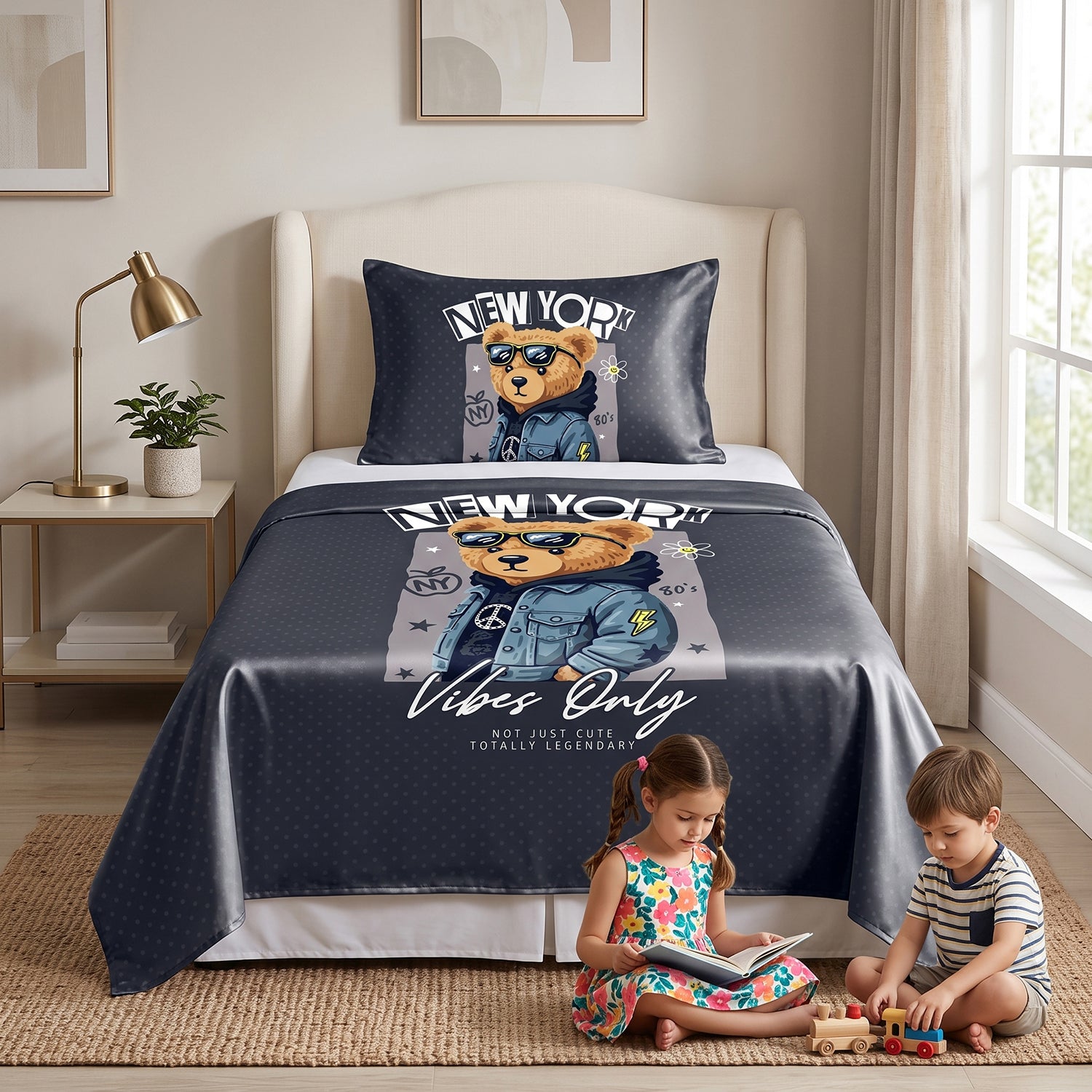 Brooklyn kids printed bedsheet set 2 pcs by Nylsa