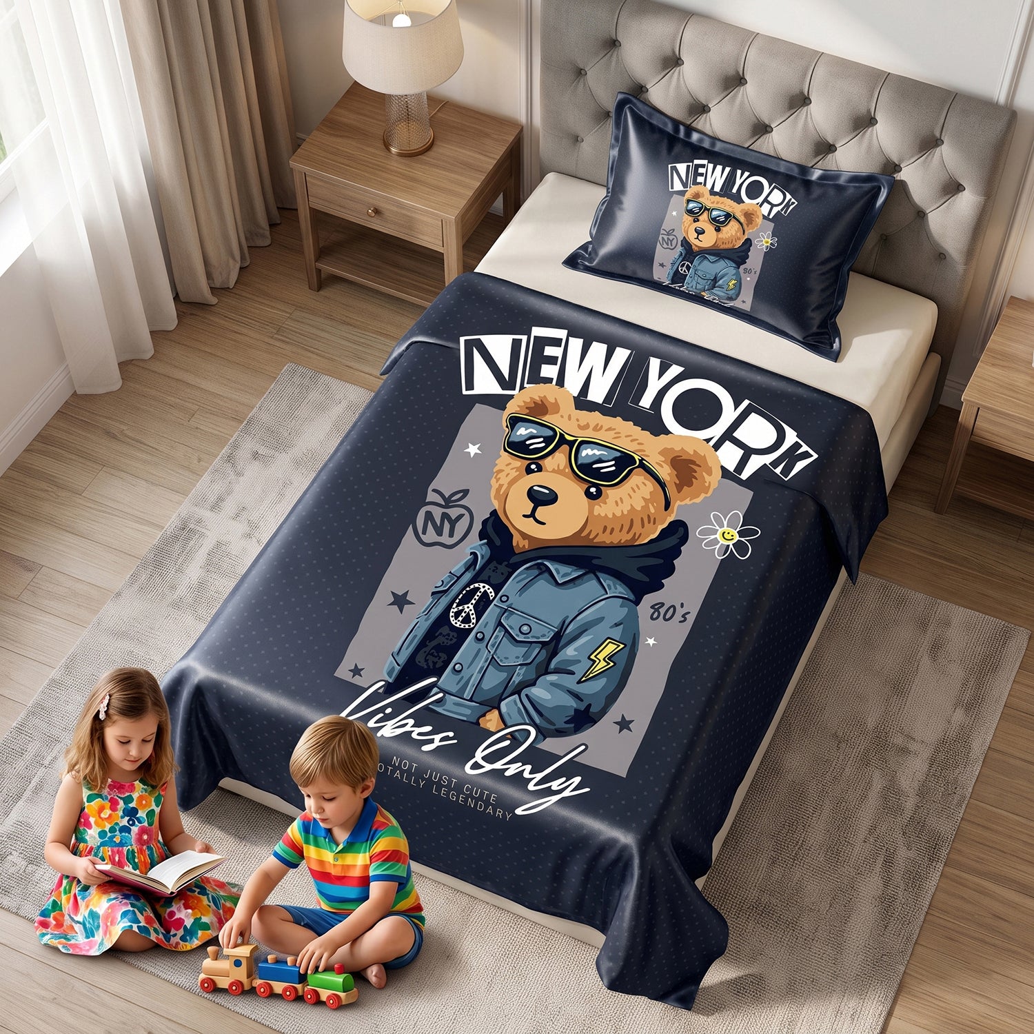 Brooklyn kids printed bedsheet set 2 pcs by Nylsa