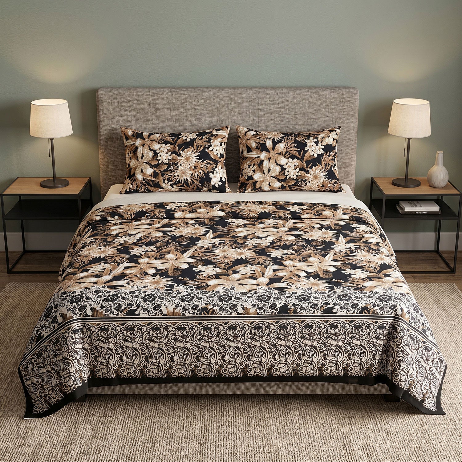 Noir 3 Pcs King bed sheet set by Nylsa