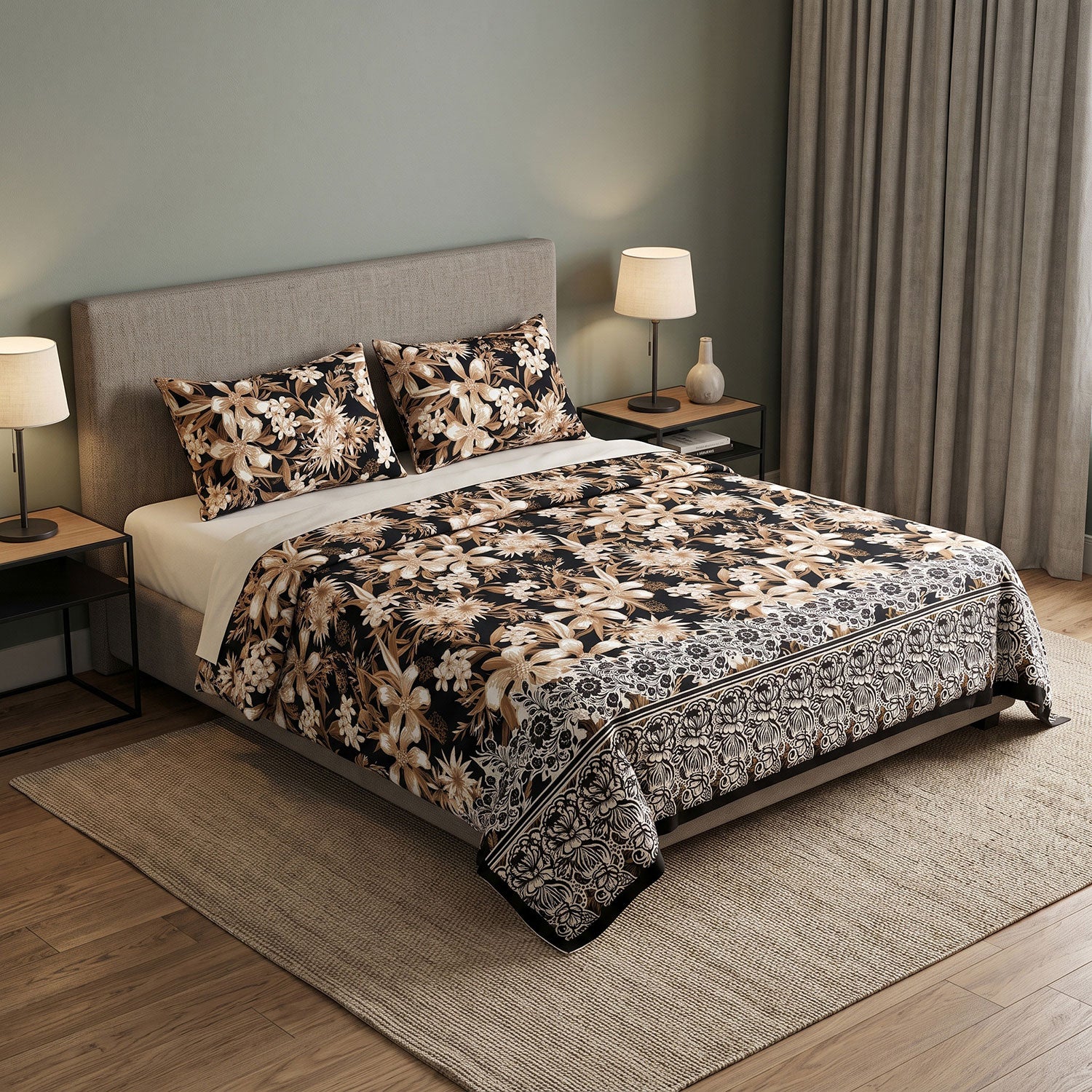 Noir 3 Pcs King bed sheet set by Nylsa