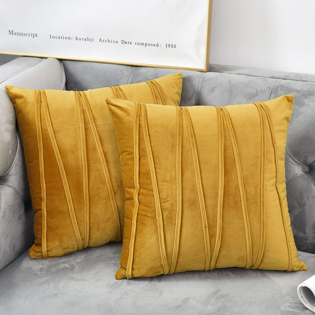 Golden Mustard velvet cushion covers set of 2 by Nylsa