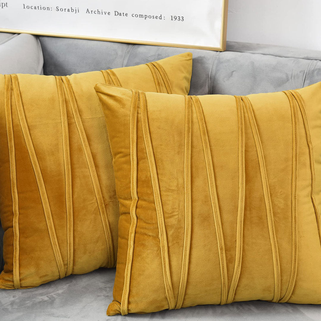 Golden Mustard velvet cushion covers set of 2 by Nylsa