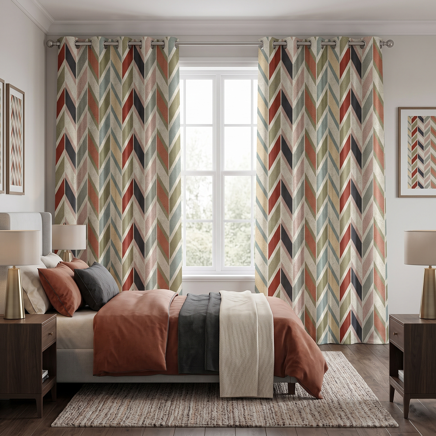 Arista Digital Printed Eyelet Curtains – Pair