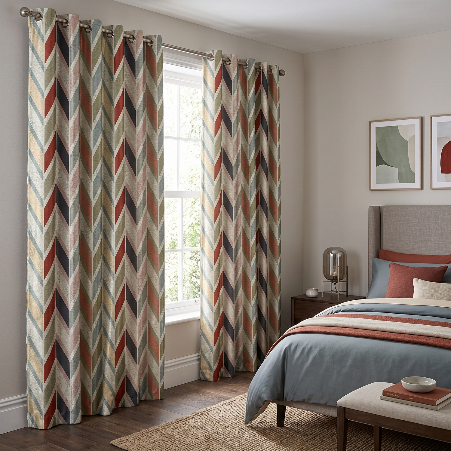 Arista Digital Printed Eyelet Curtains – Pair