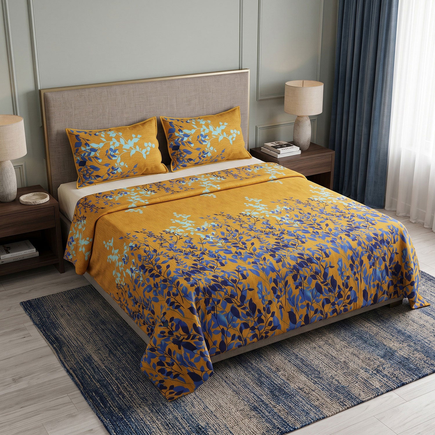 Goldfern 3 Pcs King bed sheet set by Nylsa