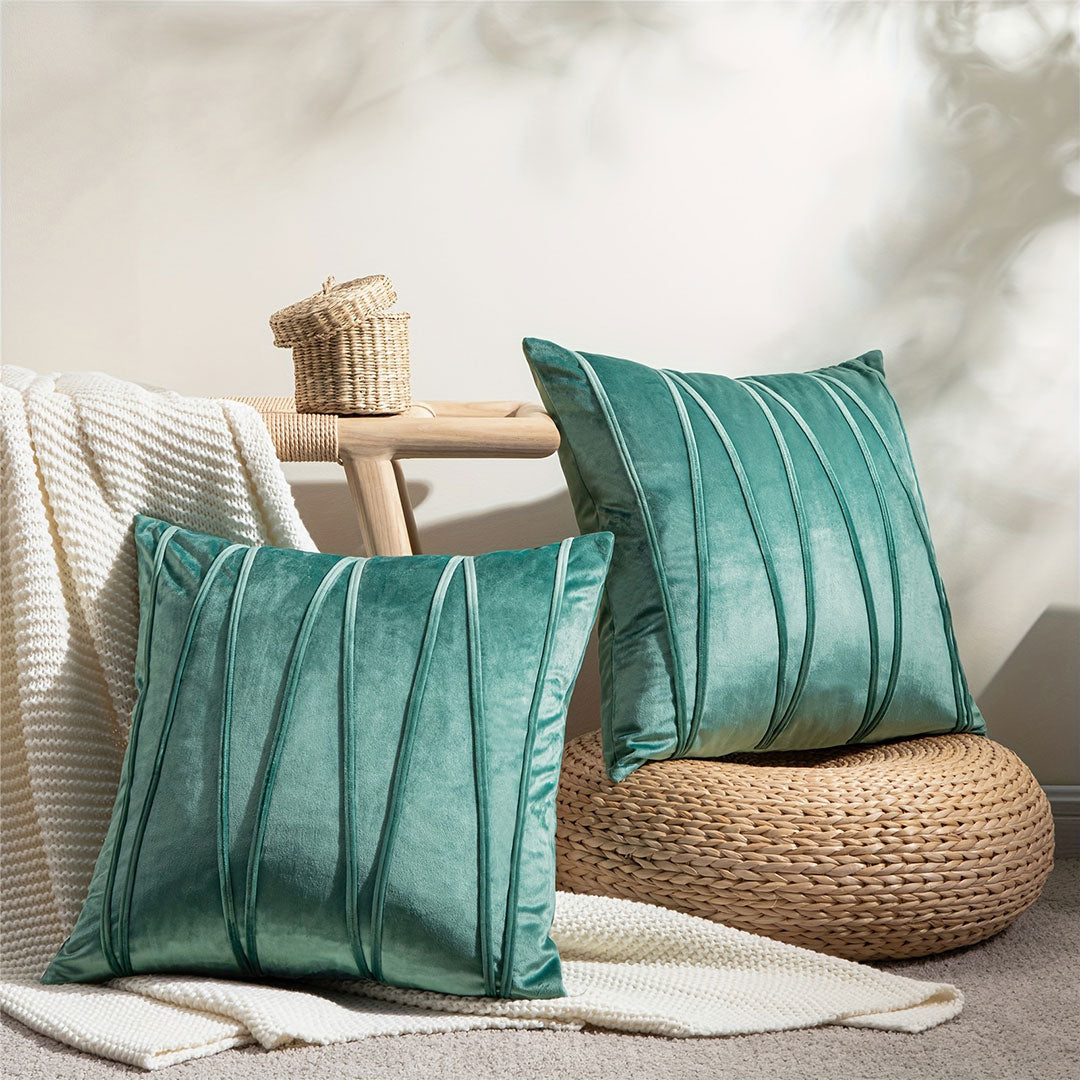 Aqua Teal velvet cushion covers set of 2 by Nylsa