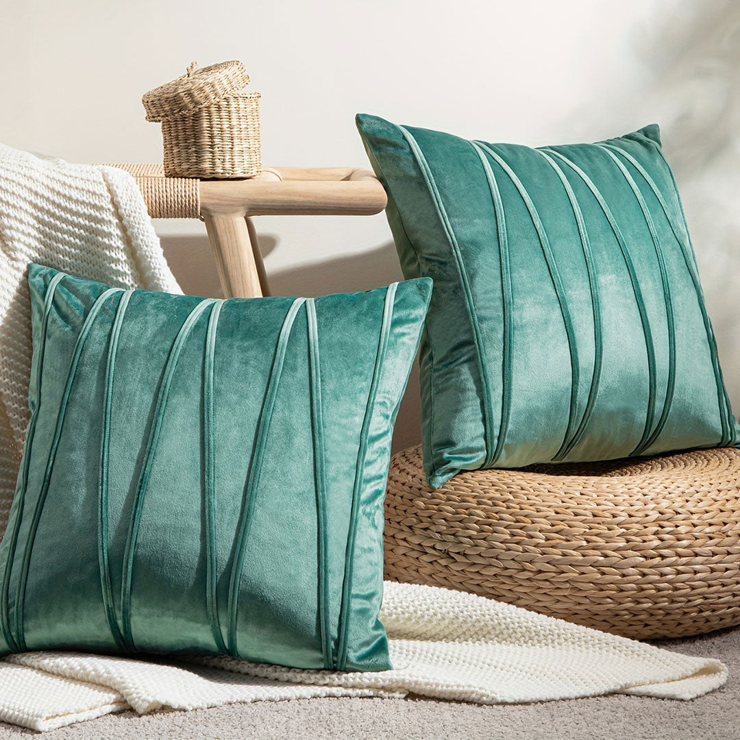 Aqua Teal velvet cushion covers set of 2 by Nylsa