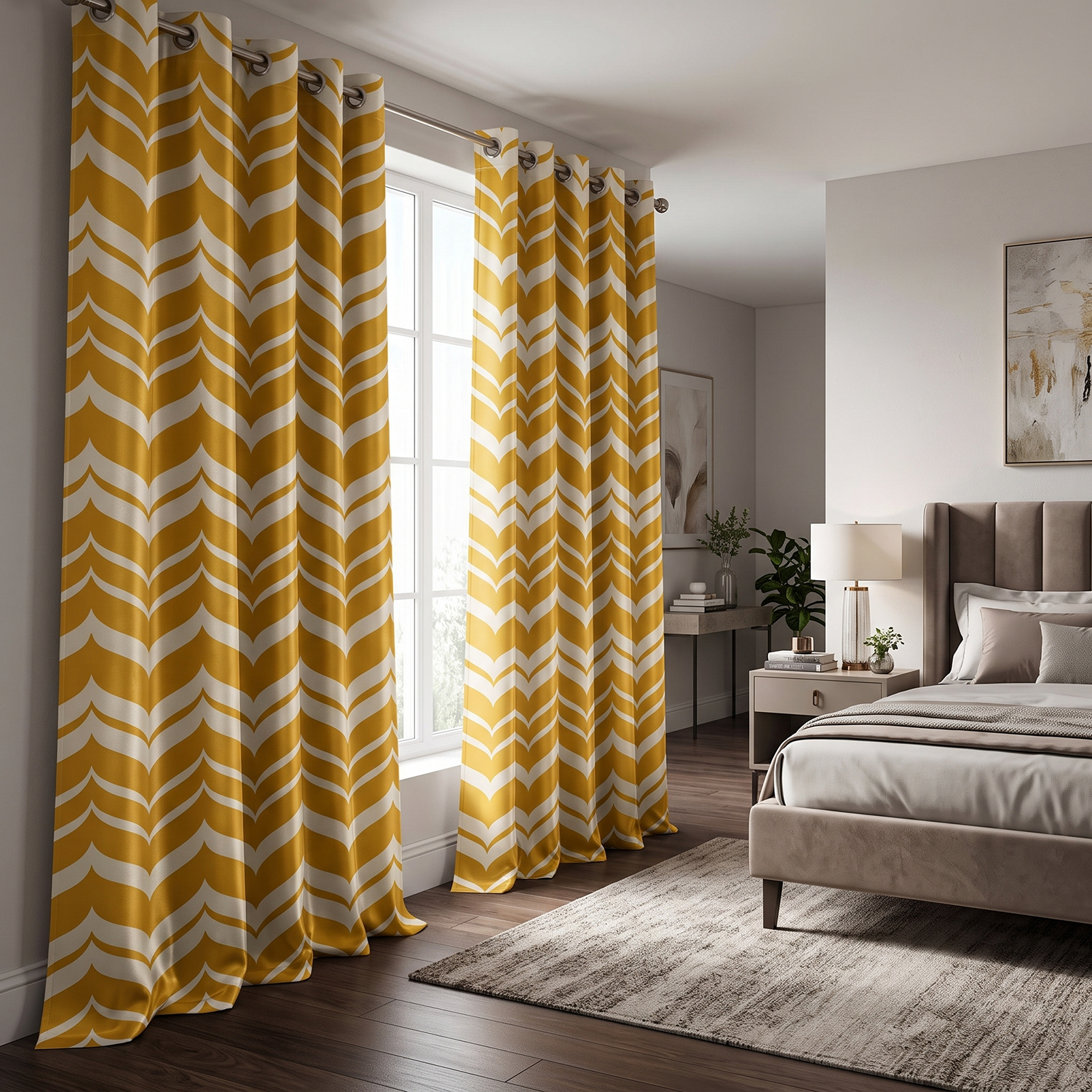 Sunray Digital Printed Eyelet Curtains – Pair