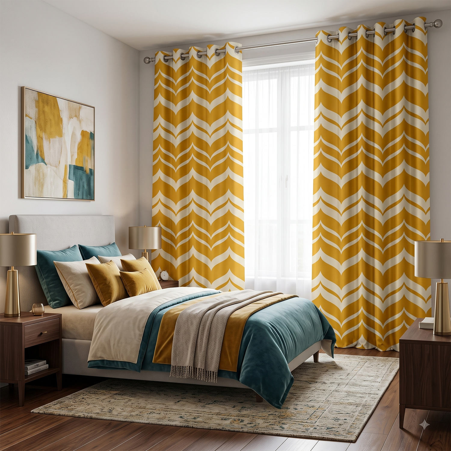 Sunray Digital Printed Eyelet Curtains – Pair