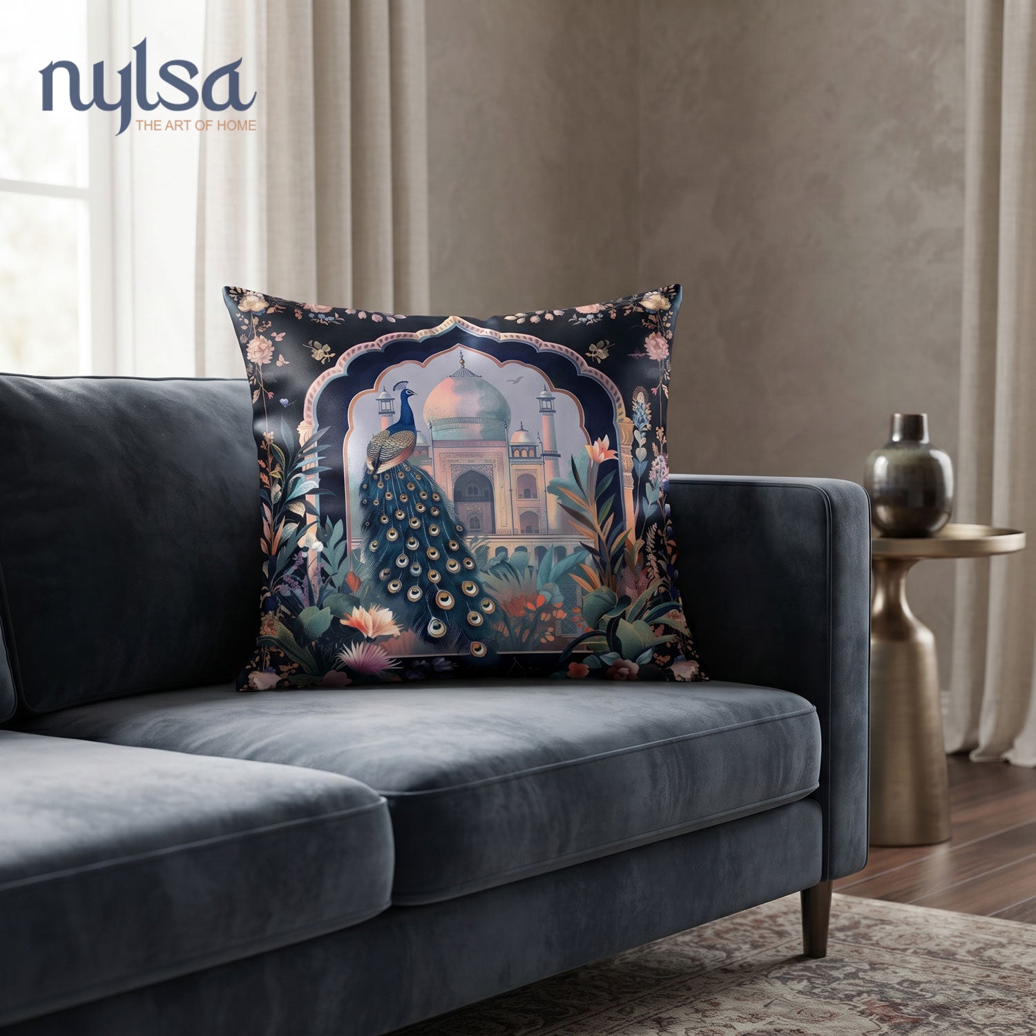 Peafowl Printed Cushion