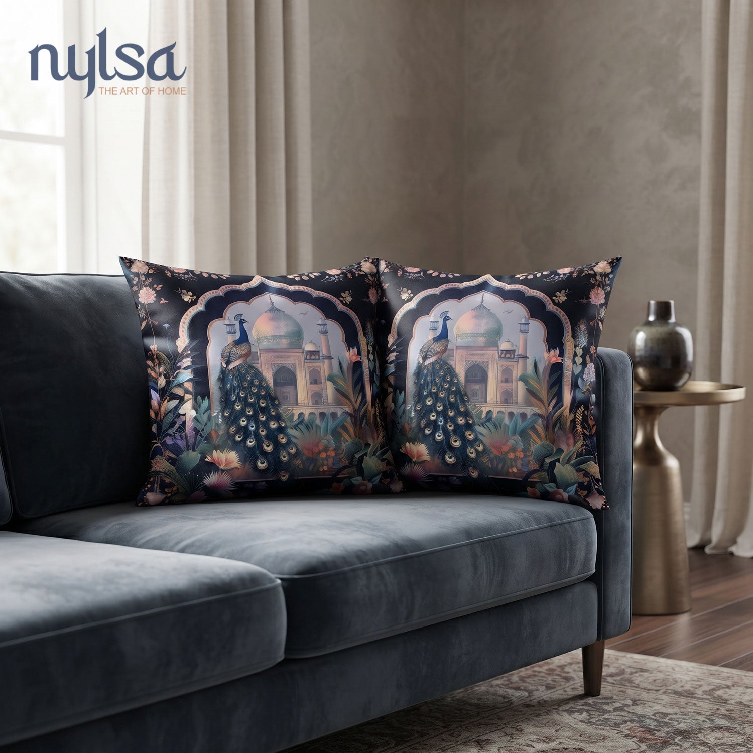 Peafowl Printed Cushion