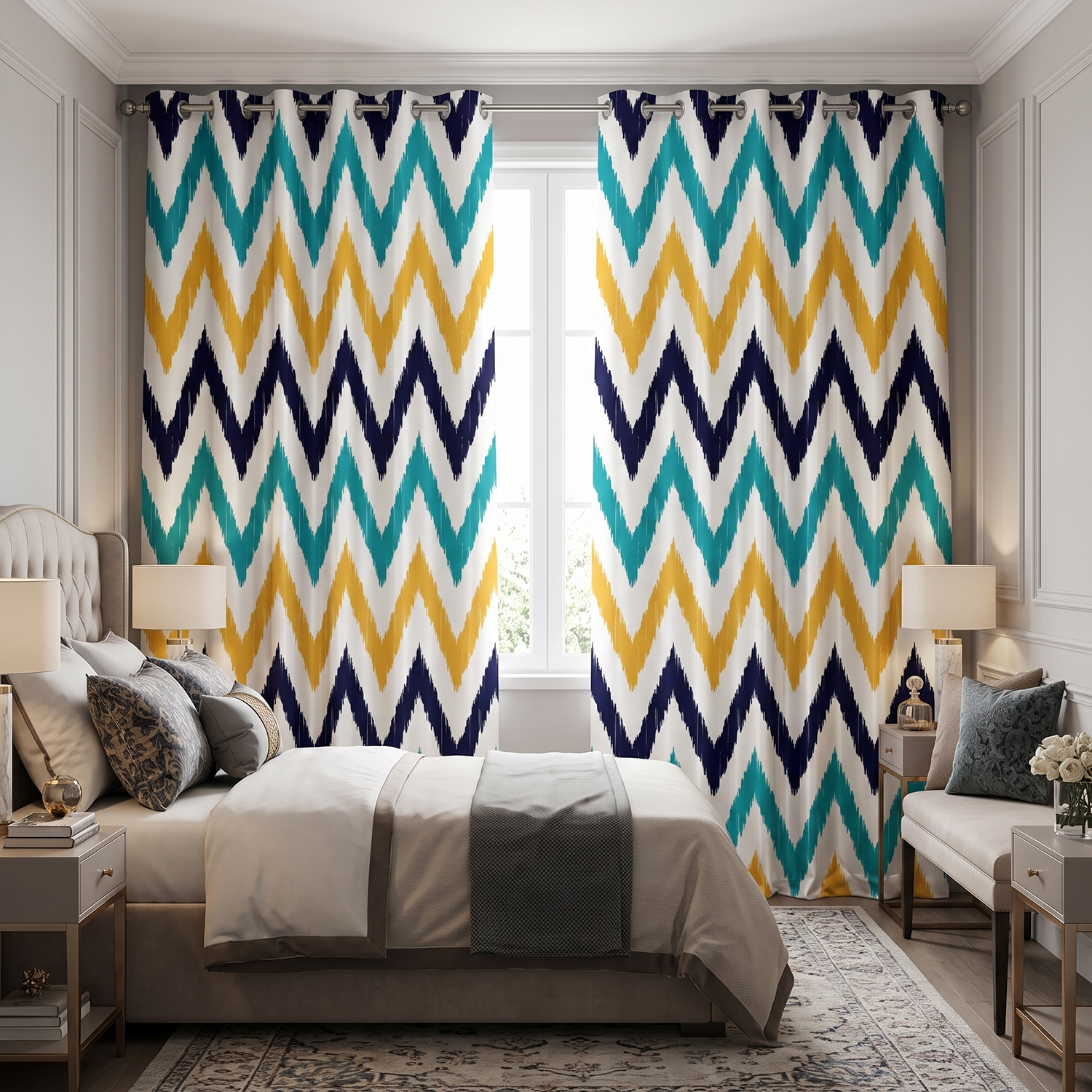 Vibe Digital Printed Eyelet Curtains – Pair