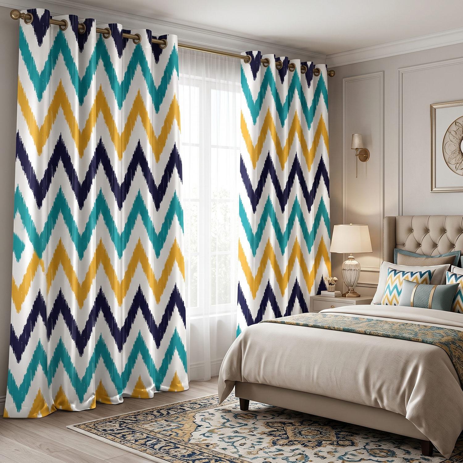 Vibe Digital Printed Eyelet Curtains – Pair