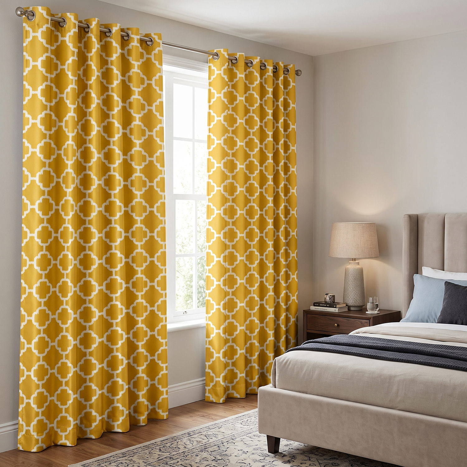 Trellis Digital Printed Eyelet Curtains – Pair