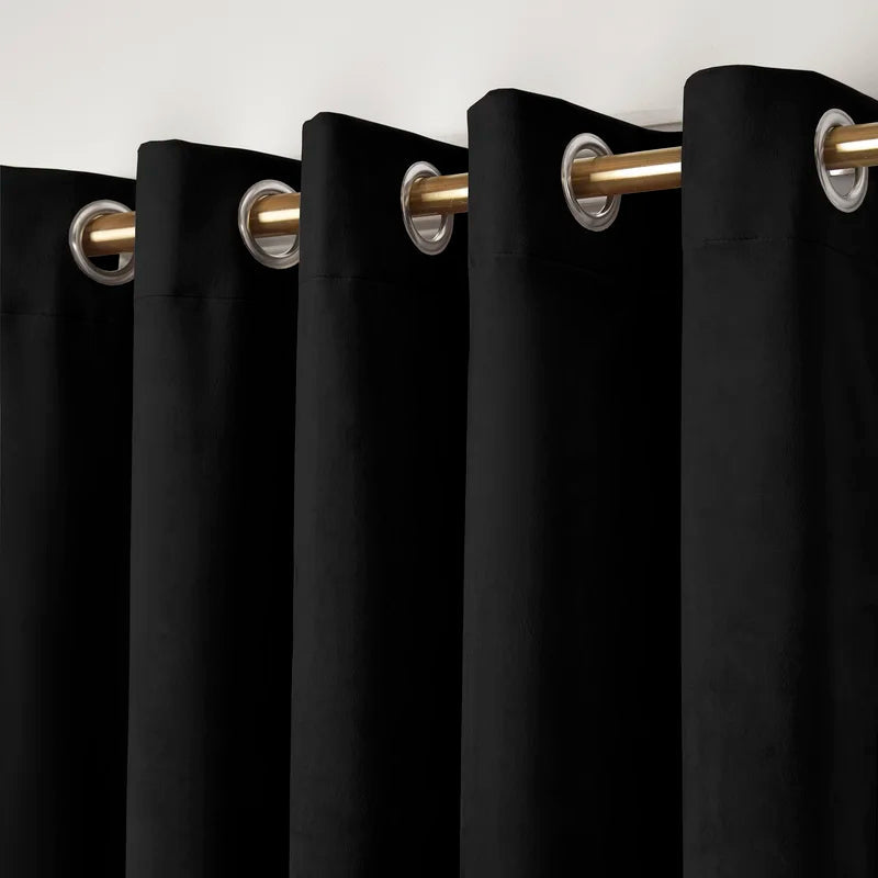 Midnight velvet eyelet curtains pair by Nylsa