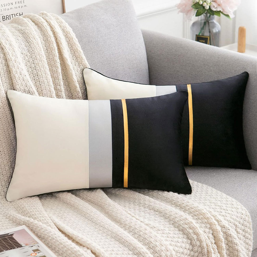 Imperial Black velvet cushion covers set of 2 by Nylsa