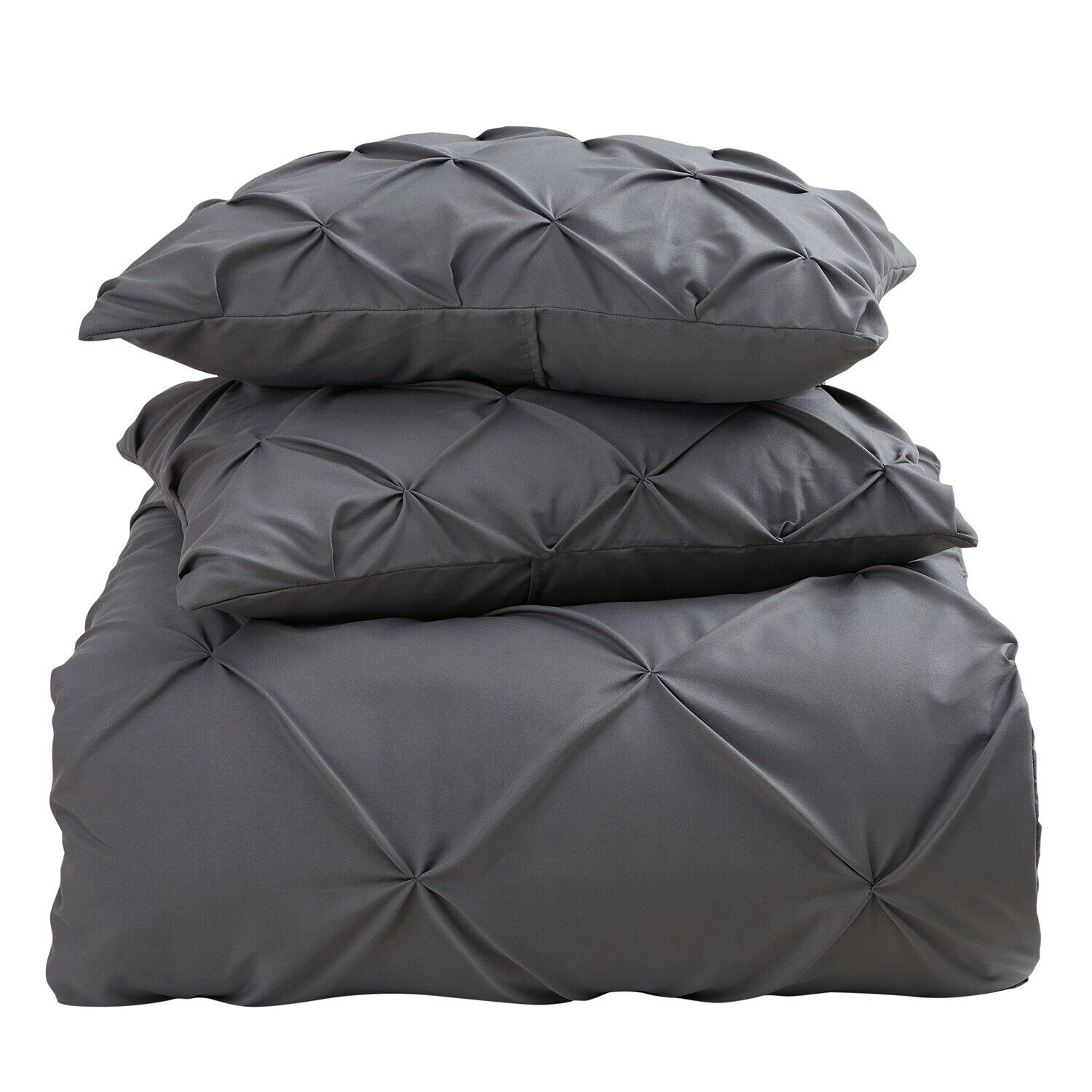 Charcoal Pleated 6Pcs Quilt Cover Set