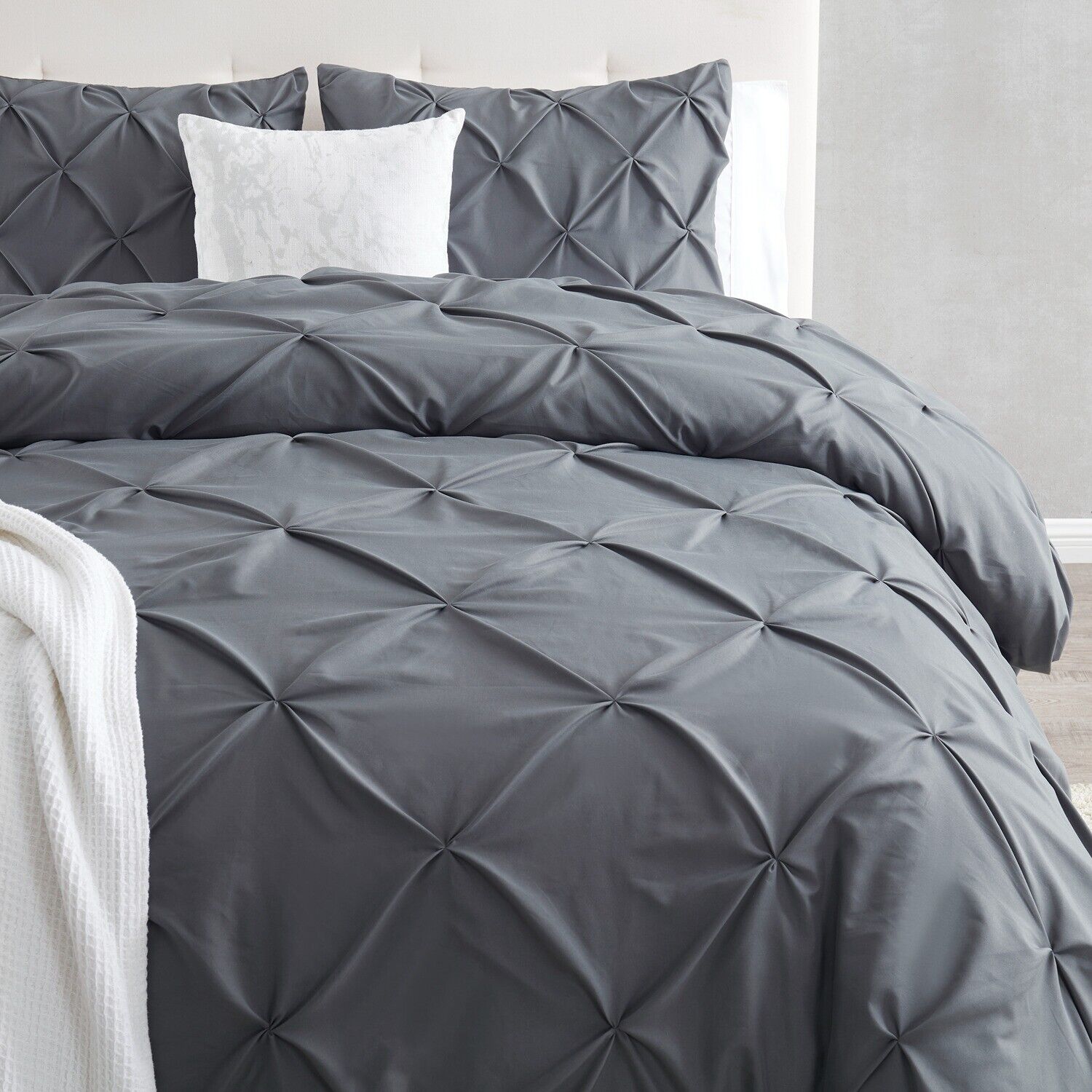 Charcoal Pleated 6Pcs Quilt Cover Set