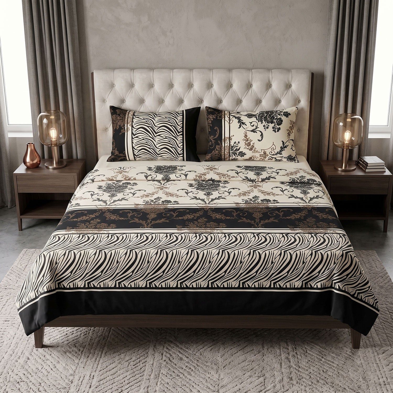 Ebony 3 Pcs King bed sheet set by Nylsa