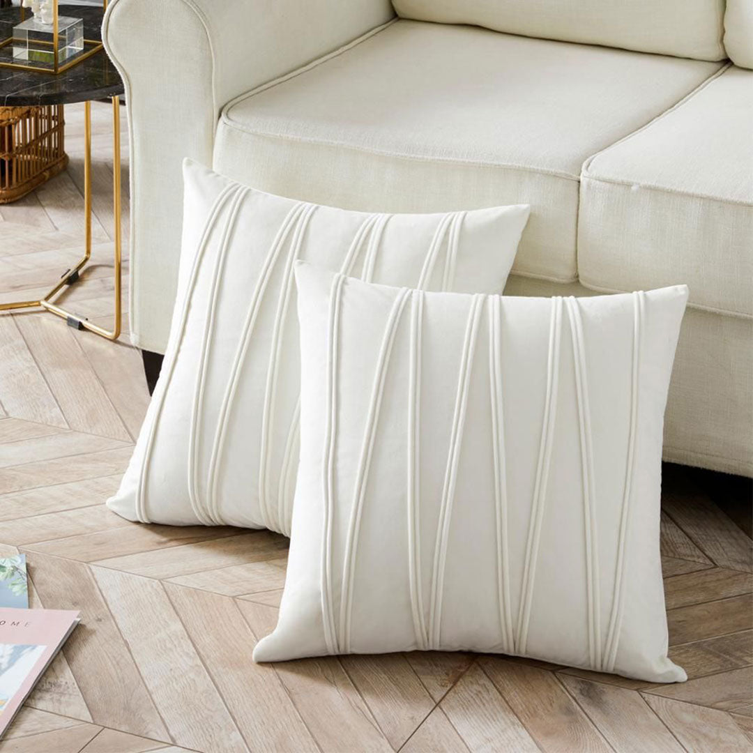 Pearl White velvet cushion covers set of 2 by Nylsa