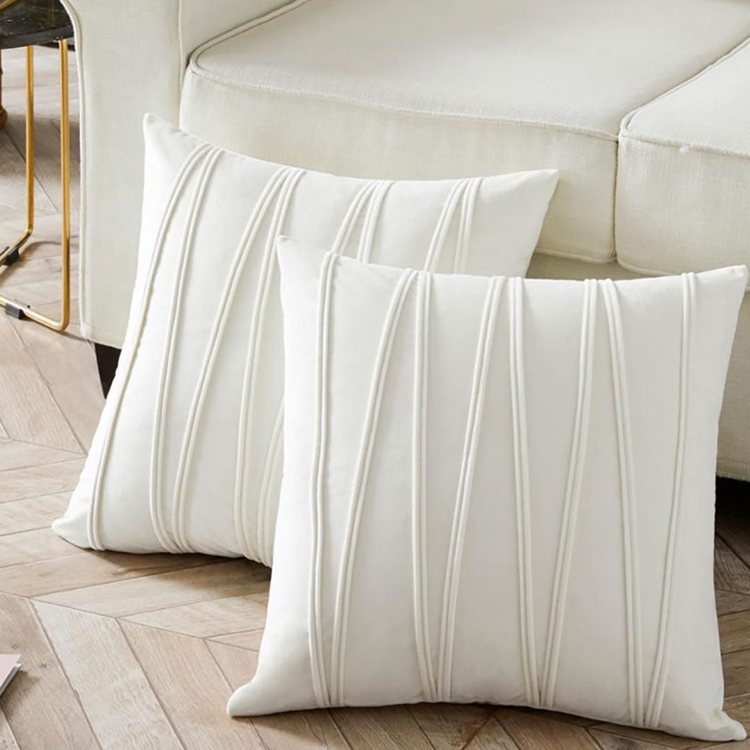 Pearl White velvet cushion covers set of 2 by Nylsa