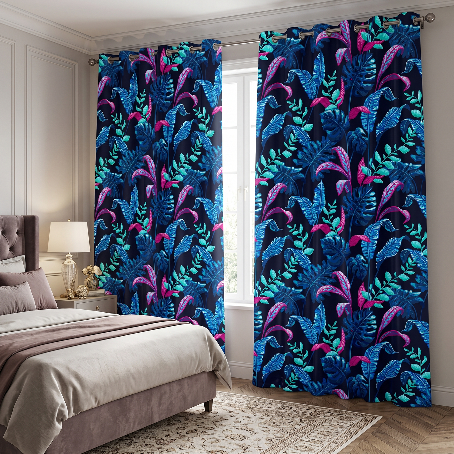 Tropica Digital Printed Eyelet Curtains – Pair