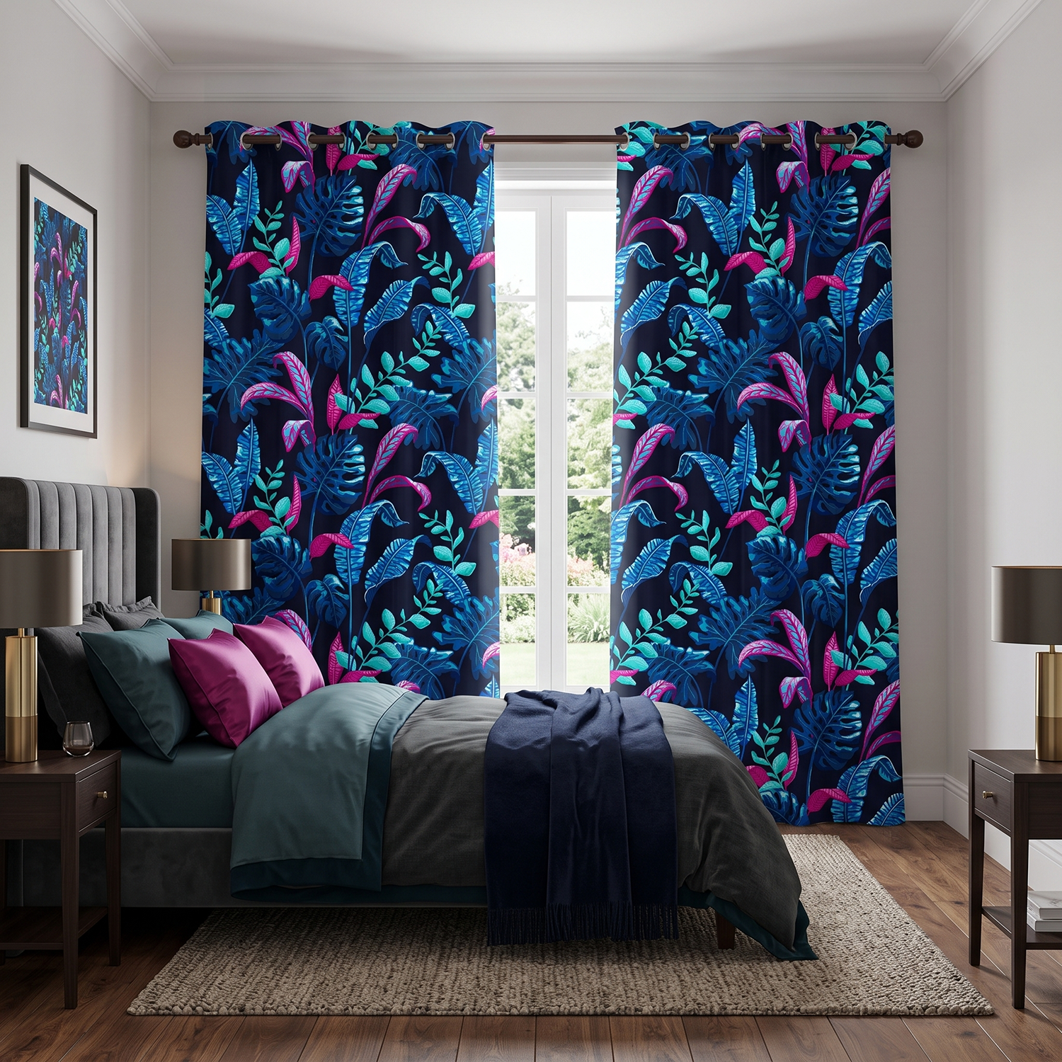 Tropica Digital Printed Eyelet Curtains – Pair