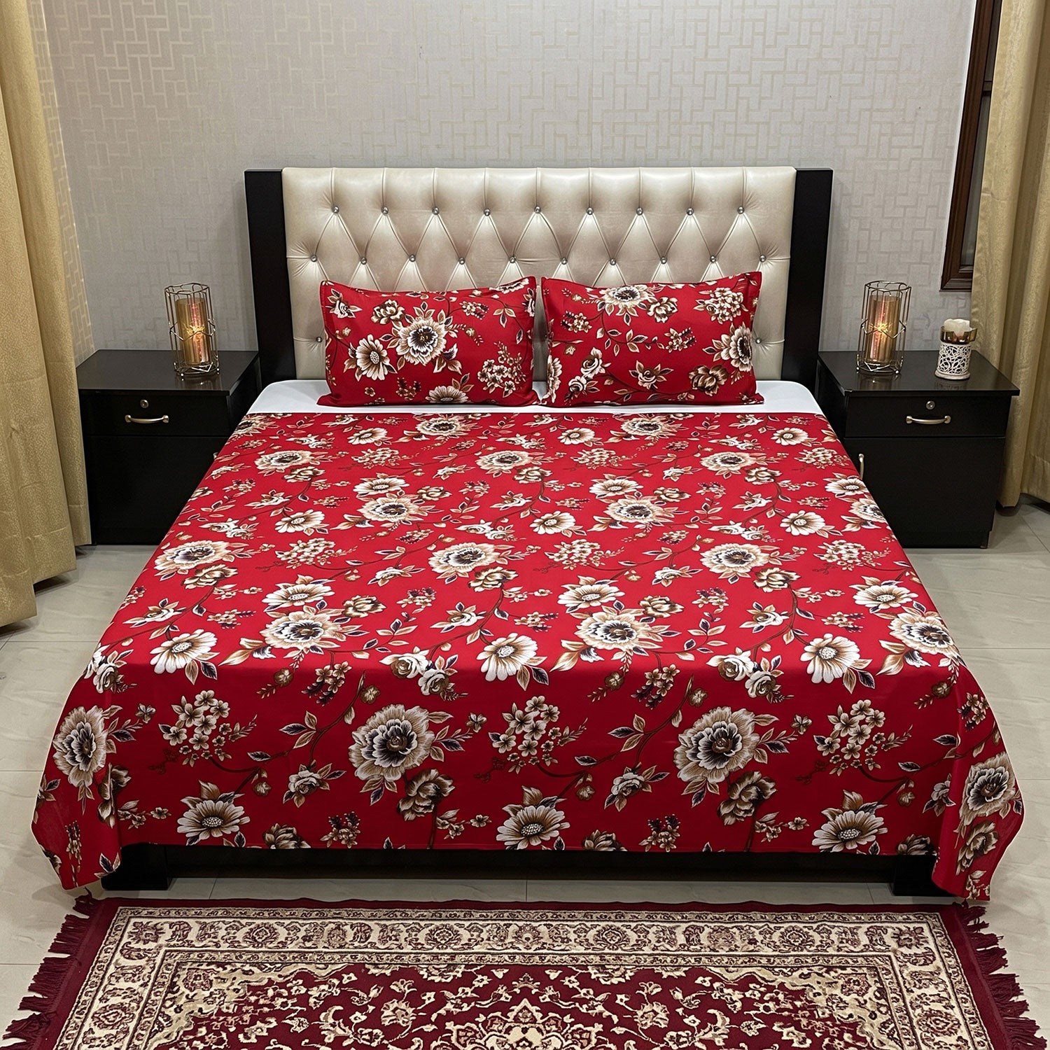 Crimson 3 Pcs King bed sheet set by Nylsa