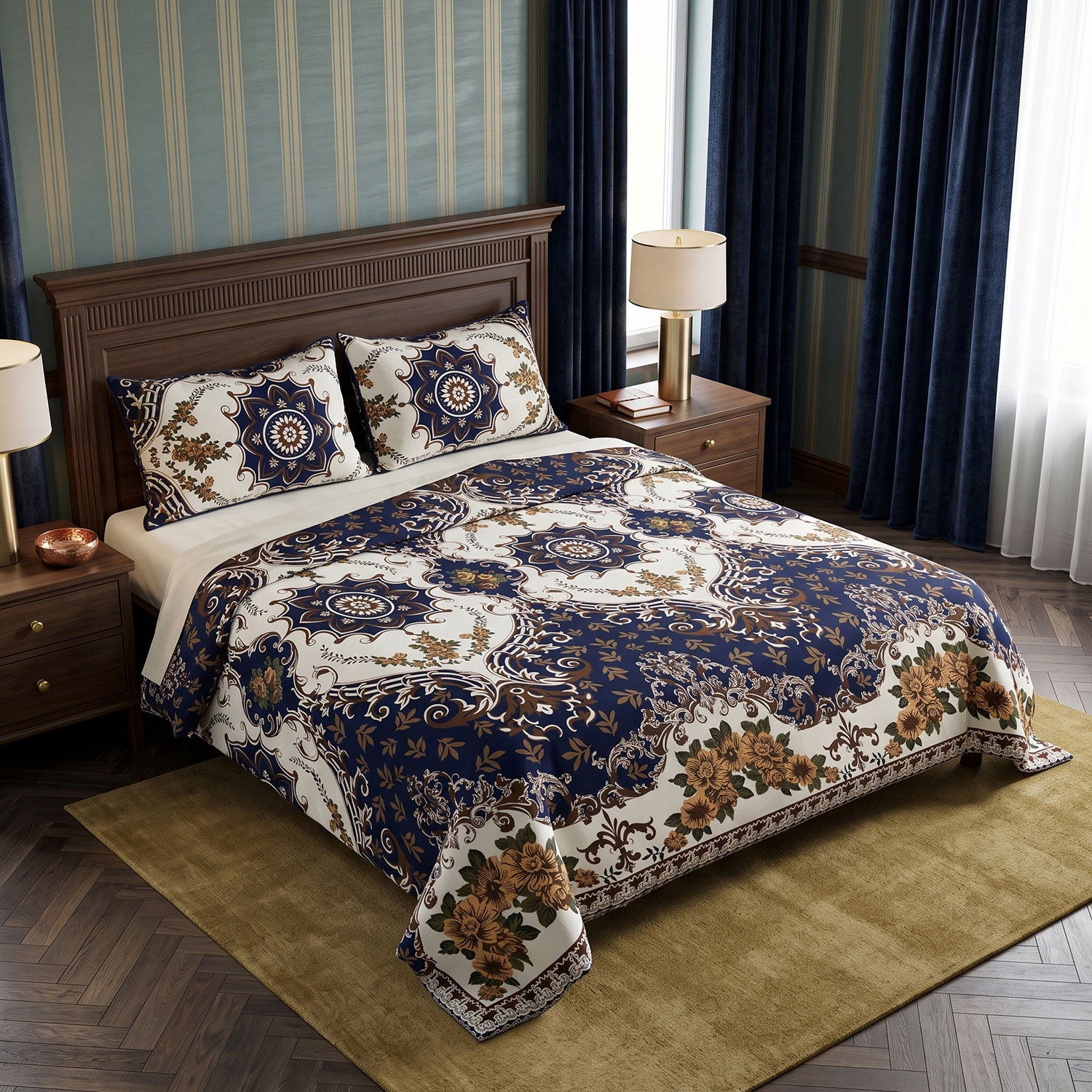 Medallion 3 Pcs King bed sheet set by Nylsa