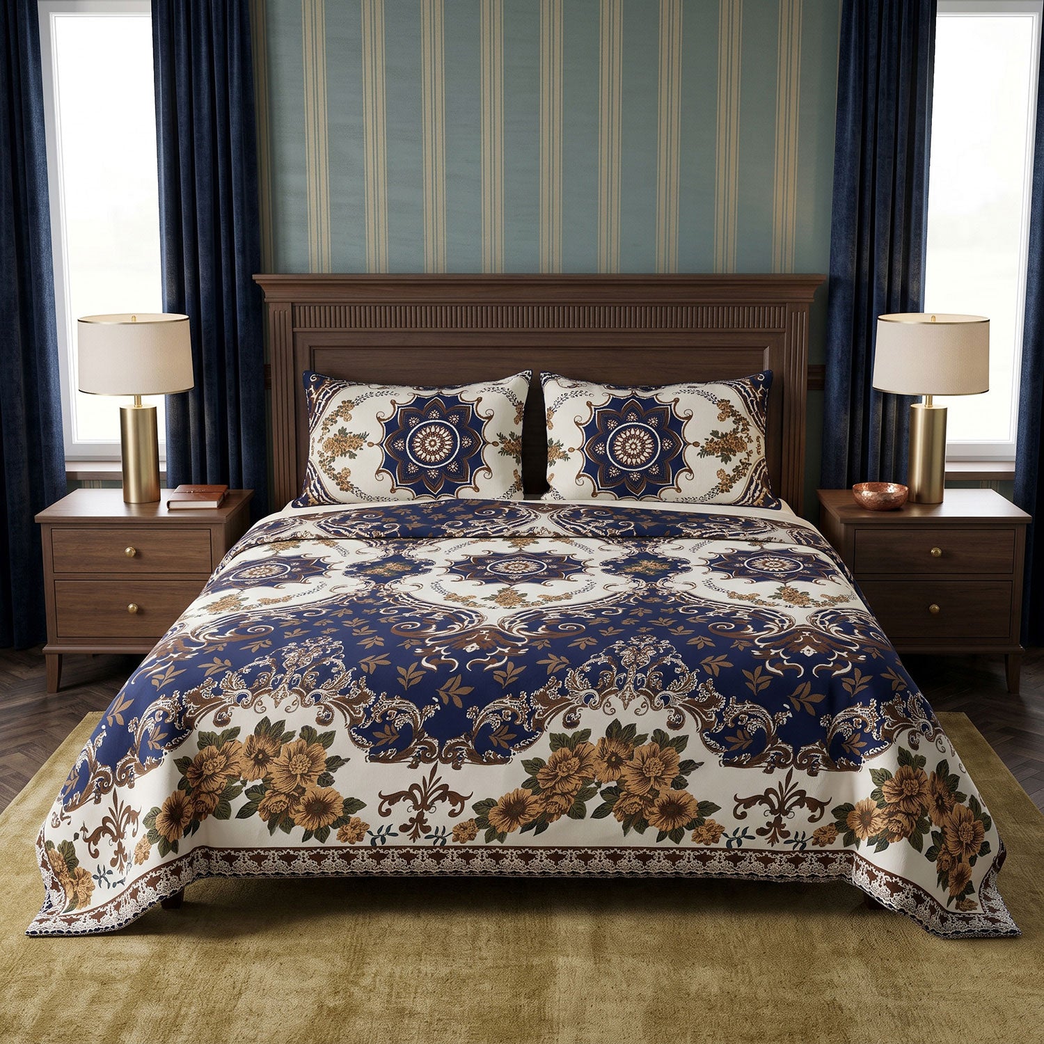 Medallion 3 Pcs King bed sheet set by Nylsa