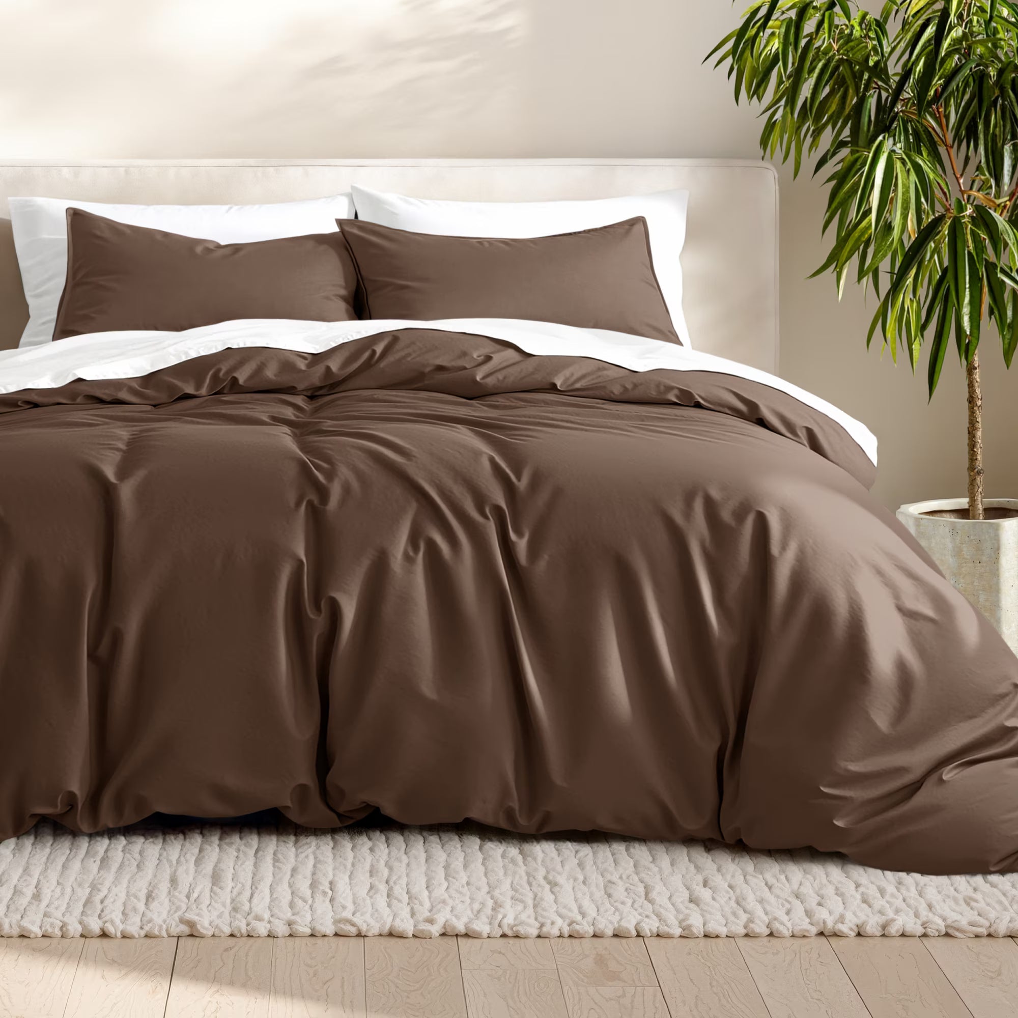 Mocha Pleats 6Pcs Quilt Cover Set