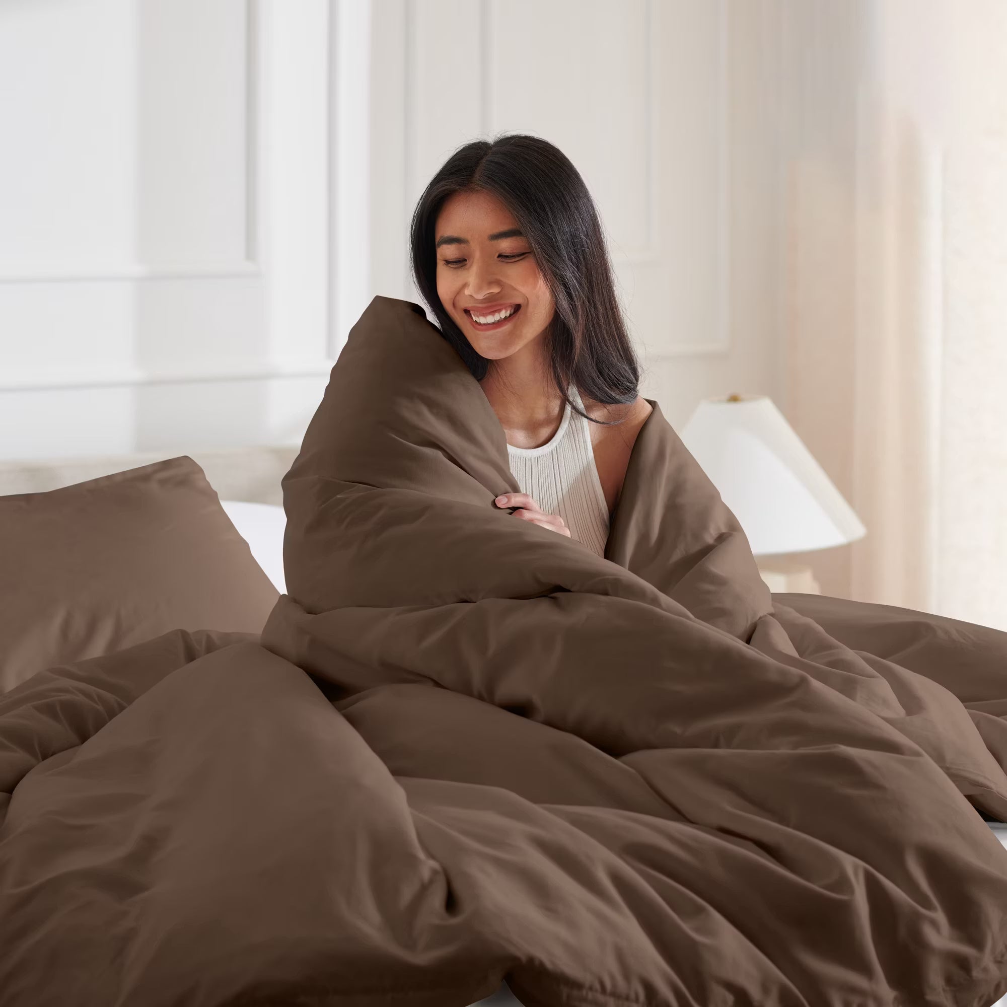 Mocha Pleats 6Pcs Quilt Cover Set