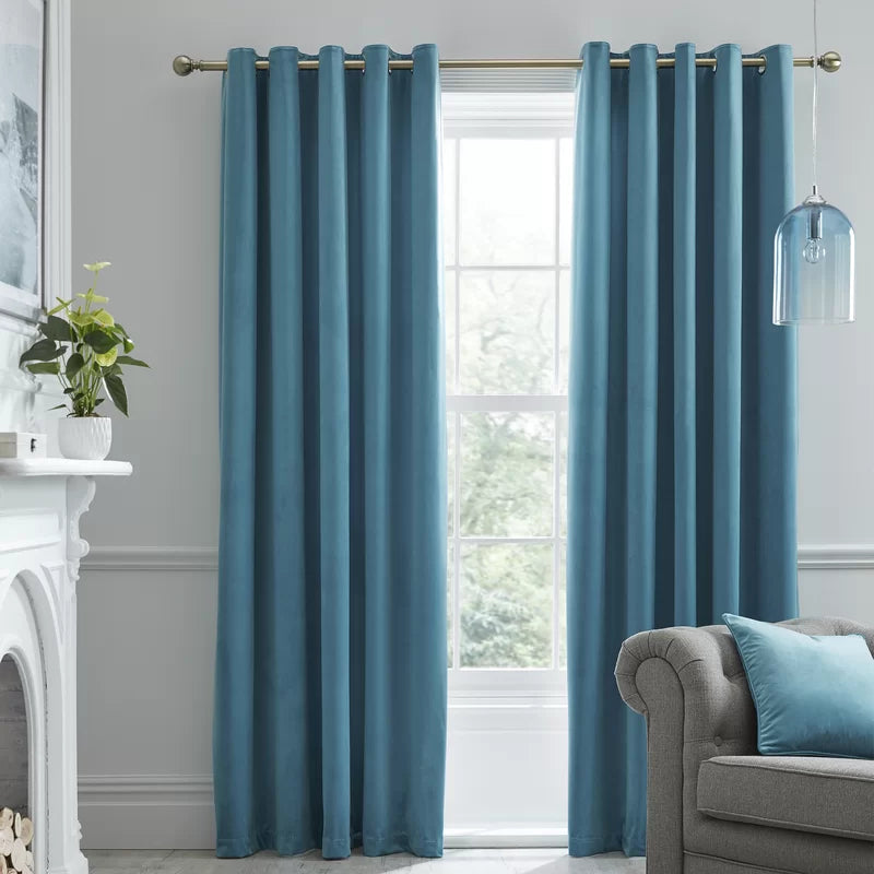 Marina velvet eyelet curtains pair by Nylsa