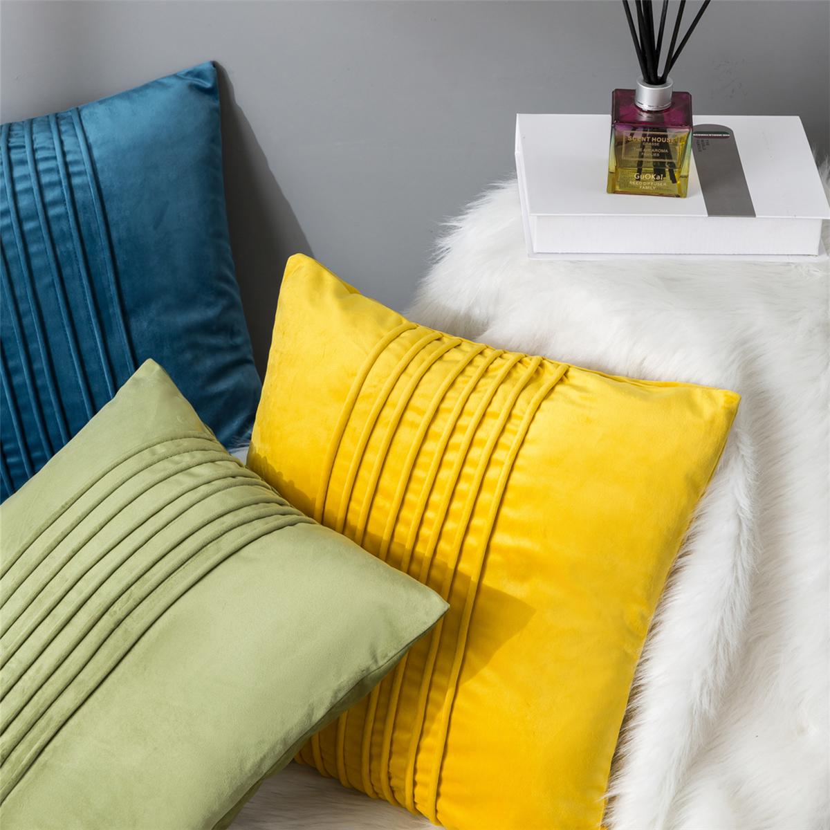 Pleated multicolor velvet cushion covers set of 3 by Nylsa