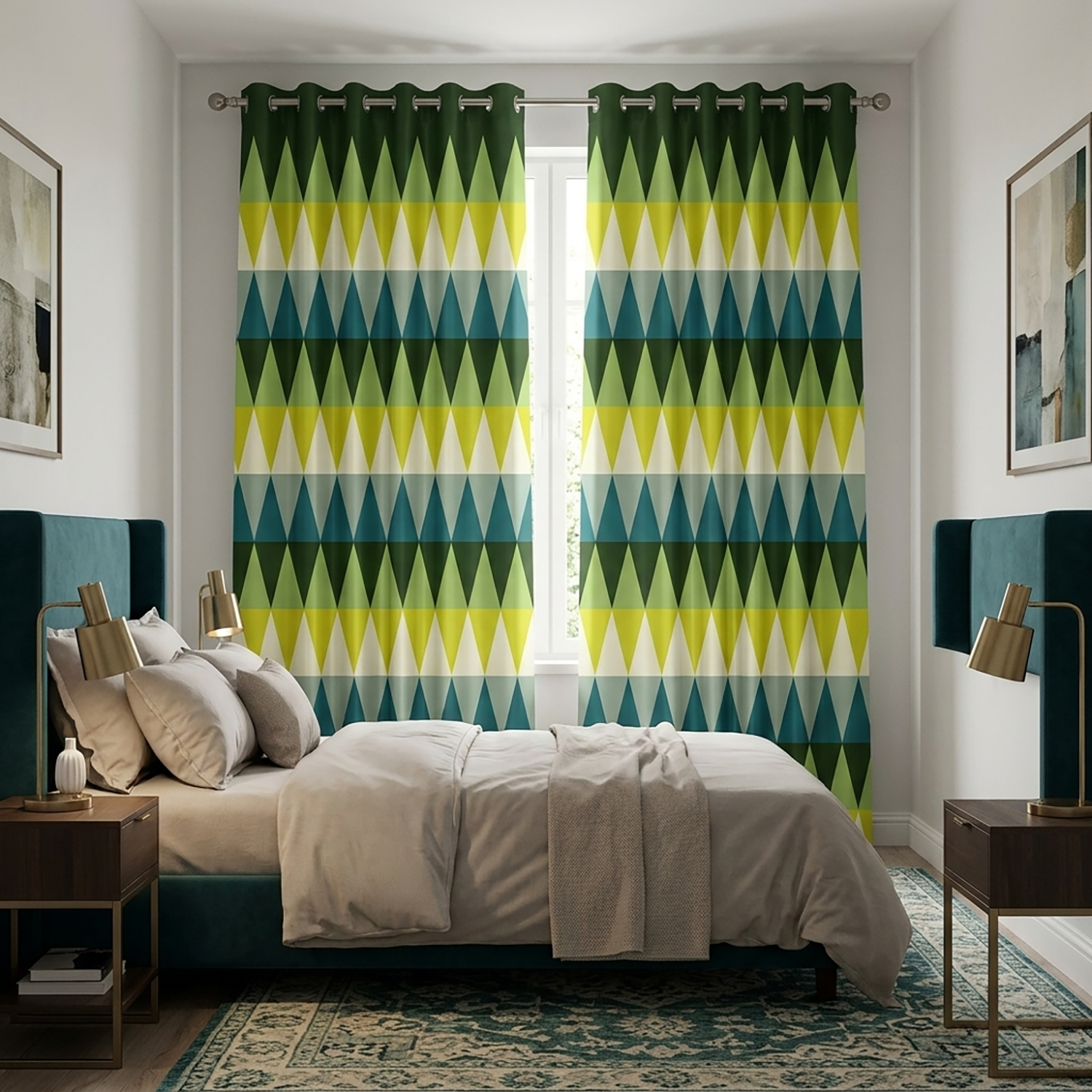 Prism Digital Printed Eyelet Curtains – Pair
