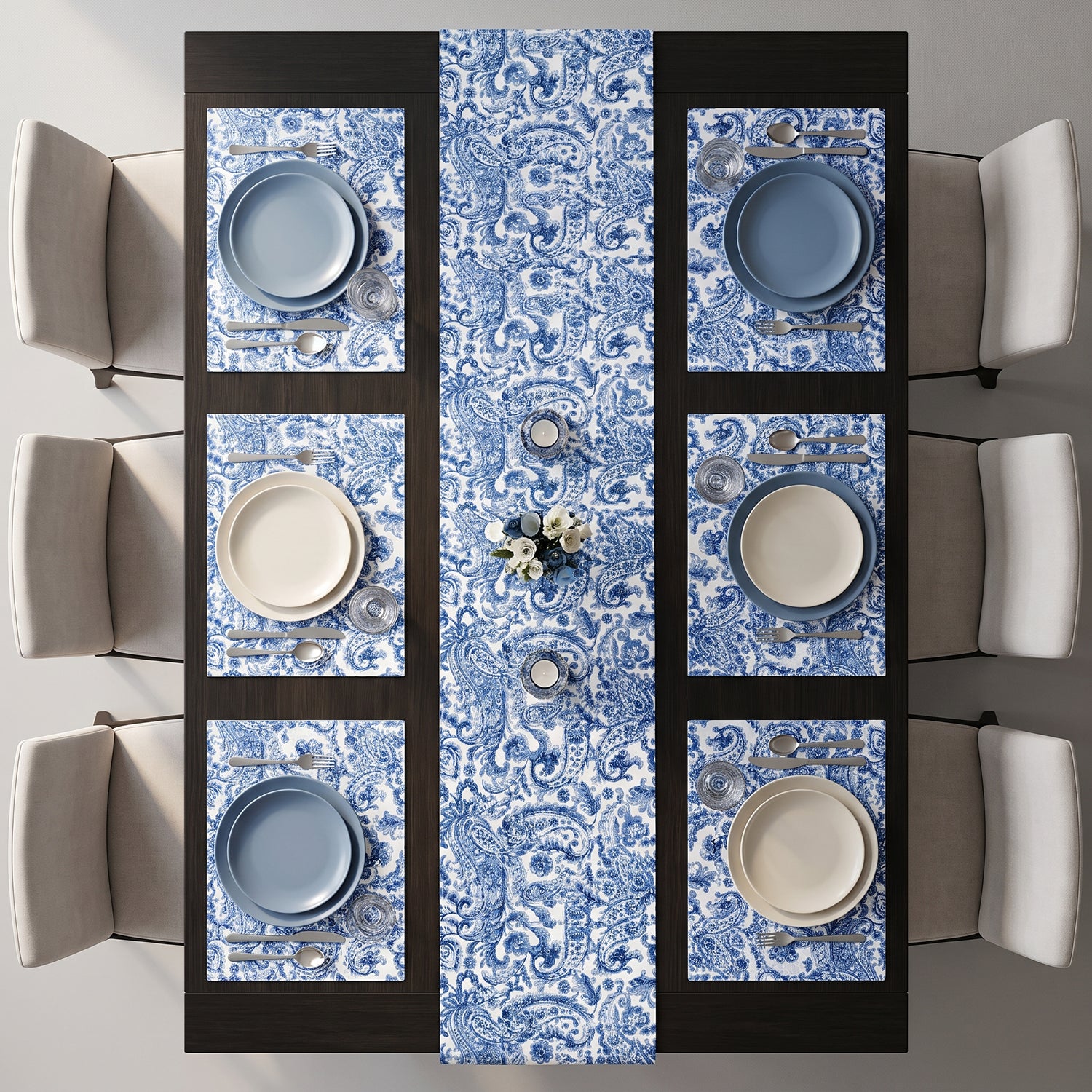 Azure Printed Table Linen Sets