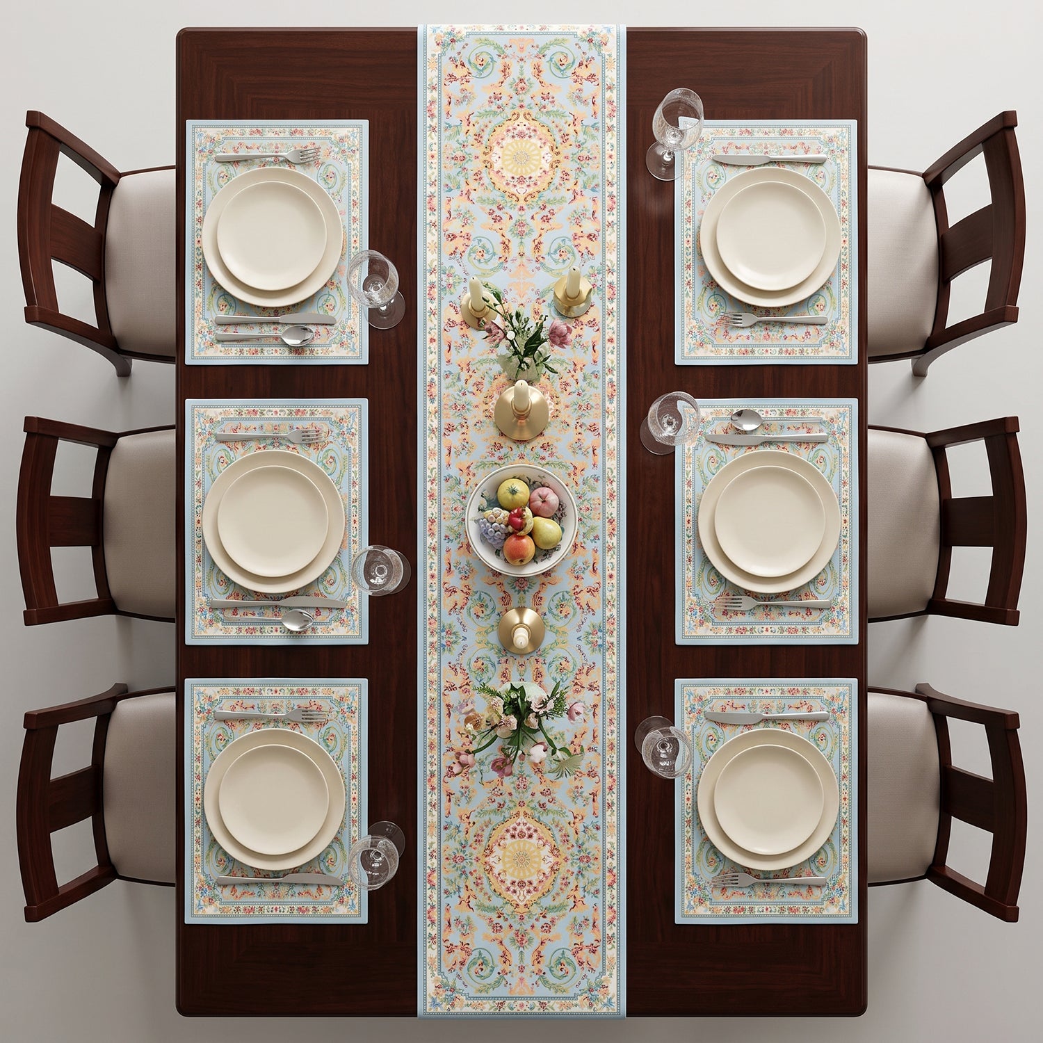 Rosette Printed Table Linen Sets