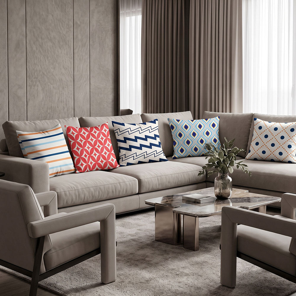 Abstract 5PCS Cushion Covers Set