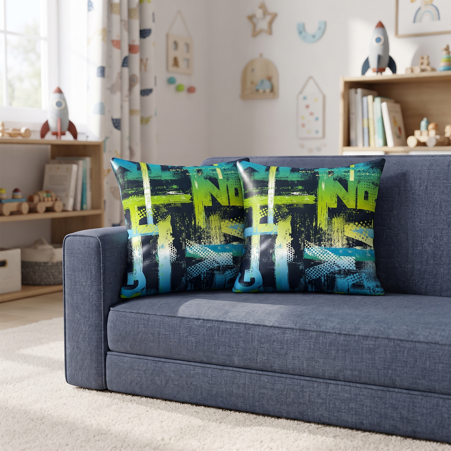 Urban kids printed cushion cover by Nylsa