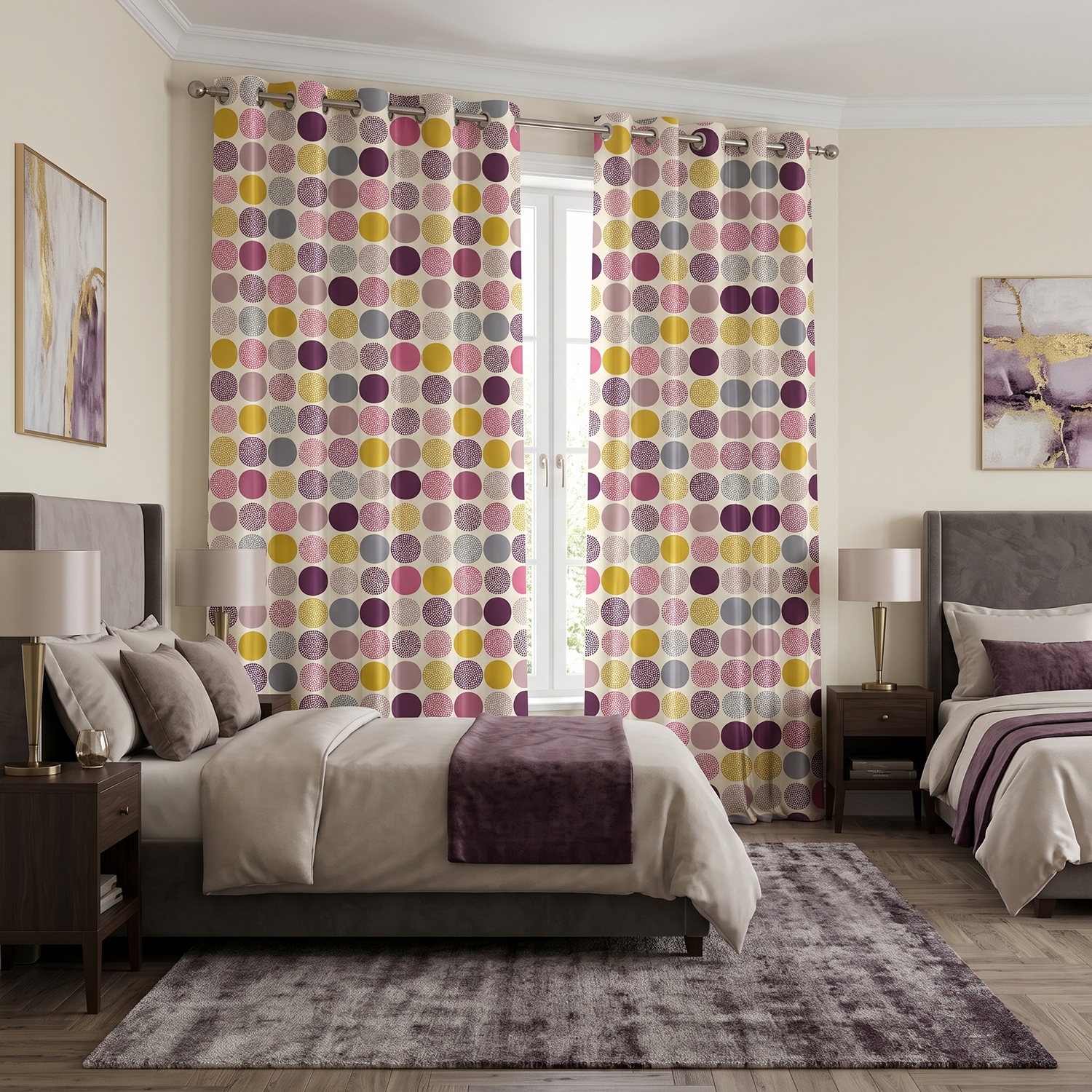 Confetti Digital Printed Eyelet Curtains – Pair